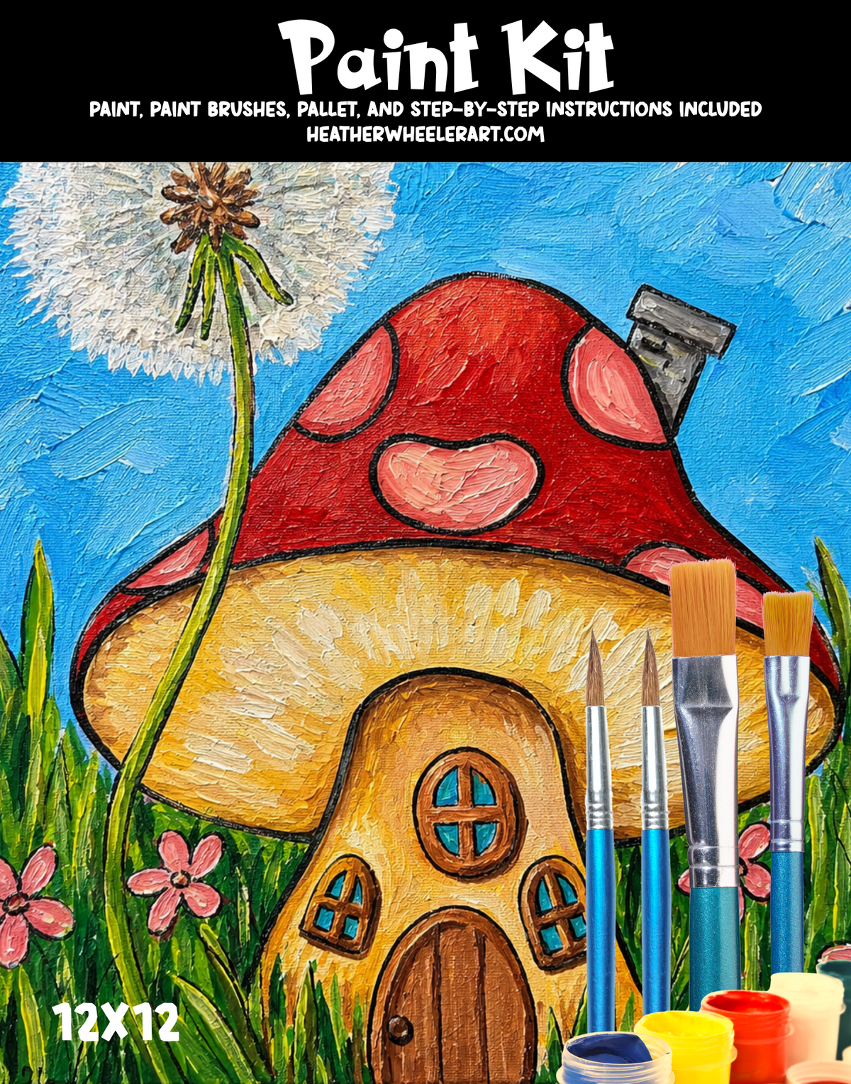 DIY Canvas Painting Kit Mushroom House - Canvas Original