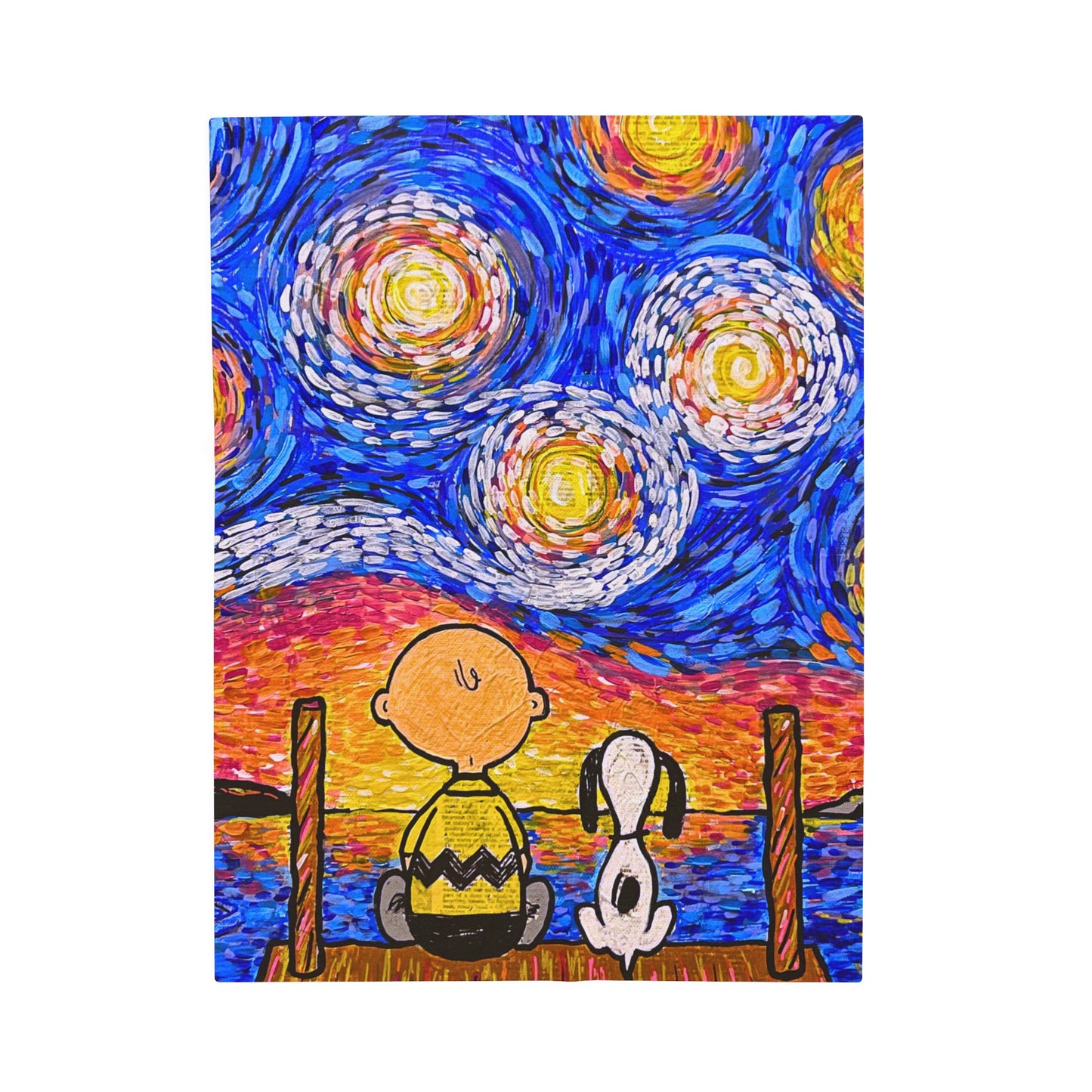 Blanket: Starry Night by the Lake Velveteen Plush Blanket
