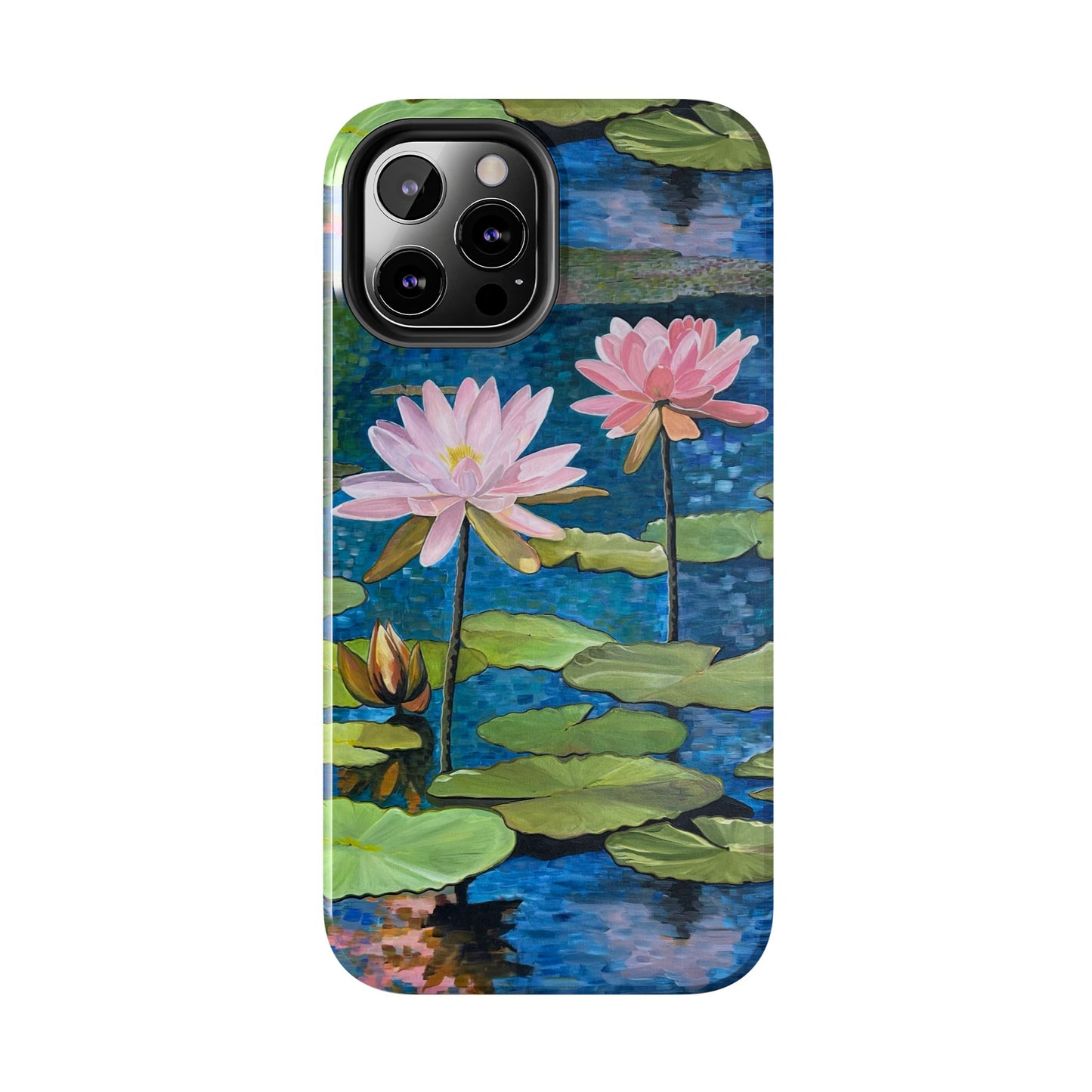 Phone Case: Lotus Flower Painted Tough Phone Case - Acrylic Painting Lotus Flower Inspired Design