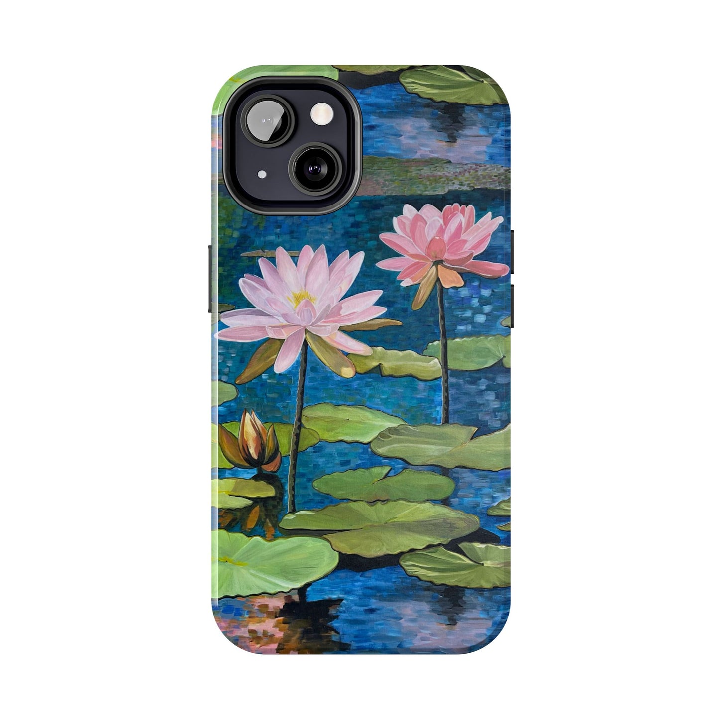 Phone Case: Lotus Flower Painted Tough Phone Case - Acrylic Painting Lotus Flower Inspired Design