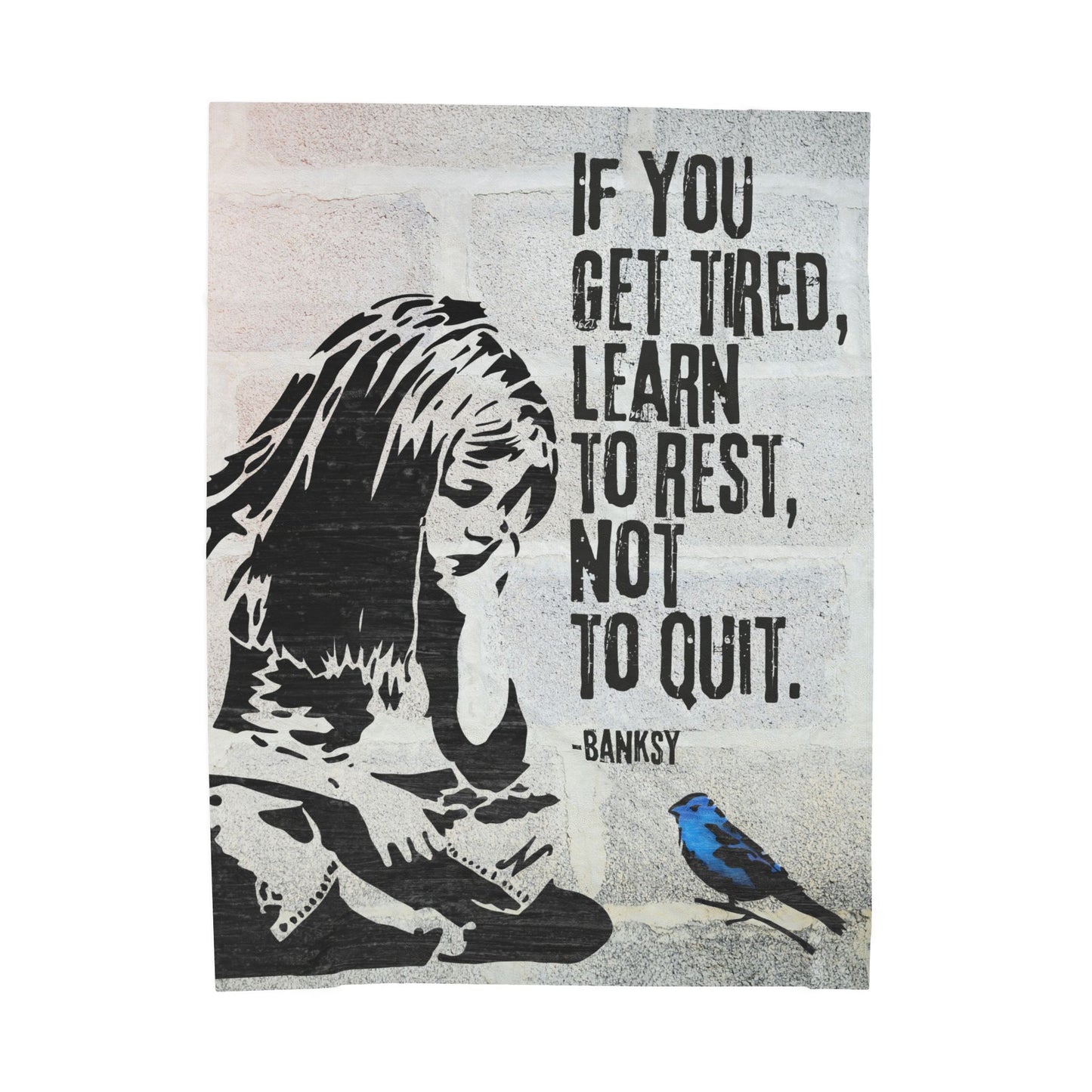 Blanket: Banksy Blue Bird Velveteen Plush Blanket