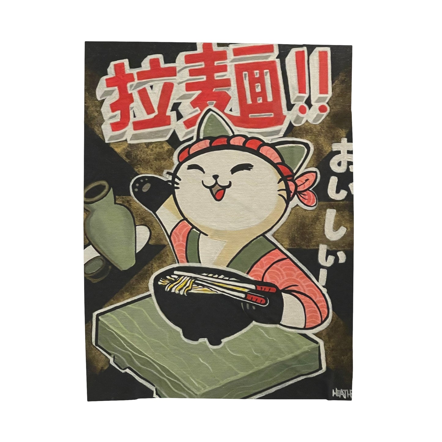 Blanket: Ramen Kitty Velveteen Plush Blanket