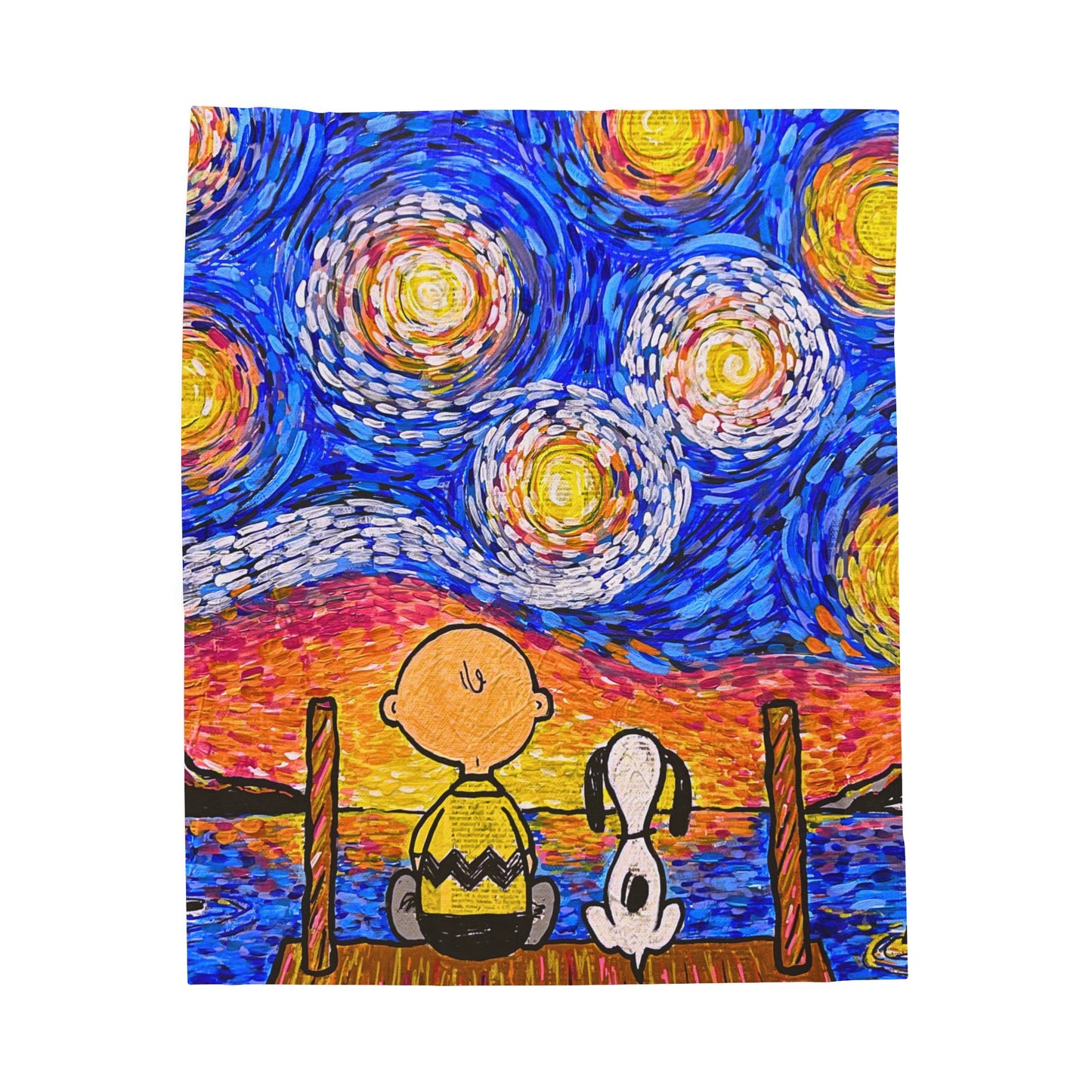 Blanket: Starry Night by the Lake Velveteen Plush Blanket