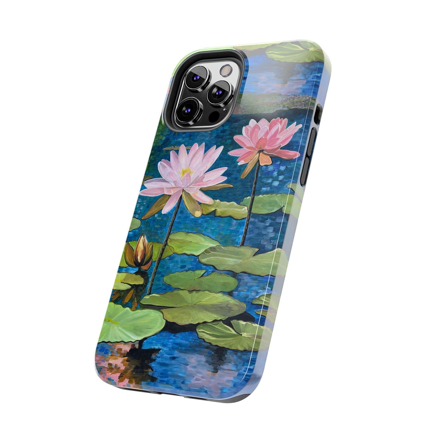 Phone Case: Lotus Flower Painted Tough Phone Case - Acrylic Painting Lotus Flower Inspired Design