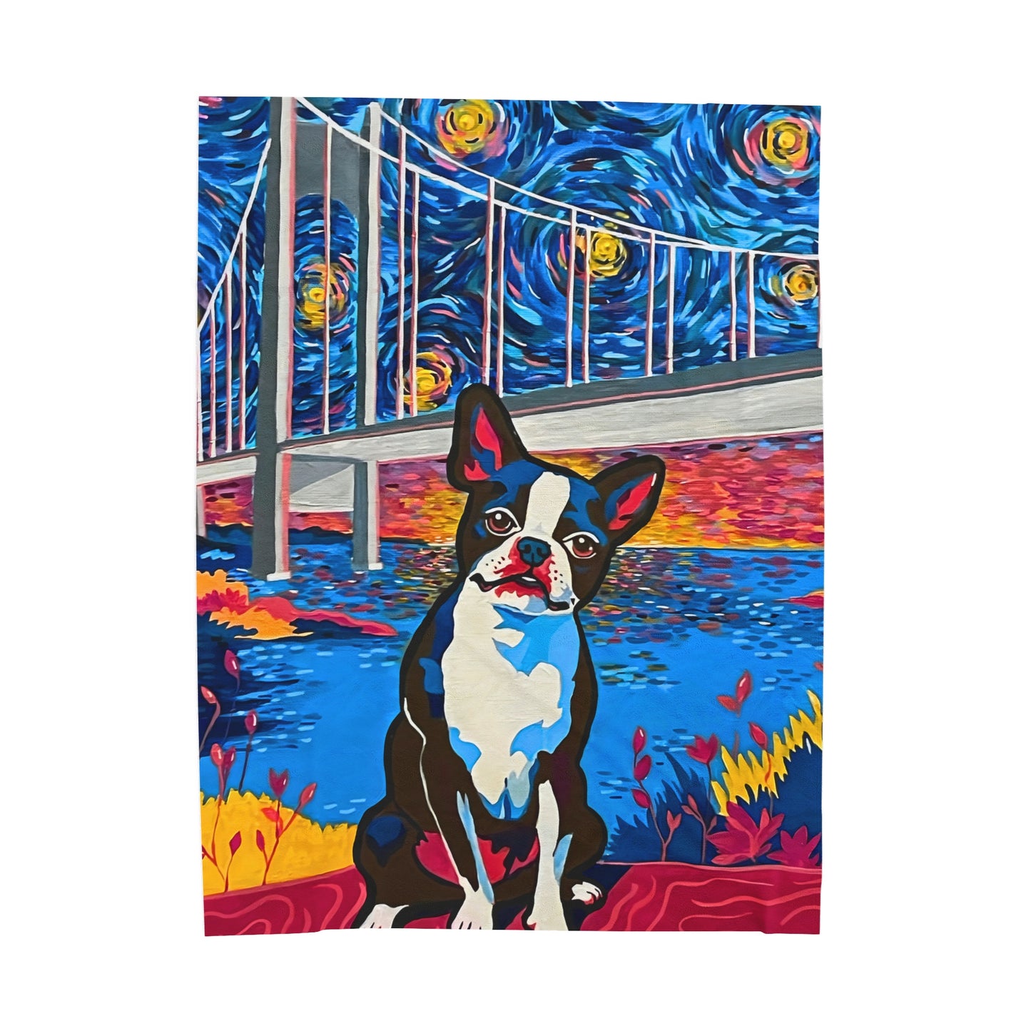 Blanket: Boston Terrier Velveteen Plush Blanket