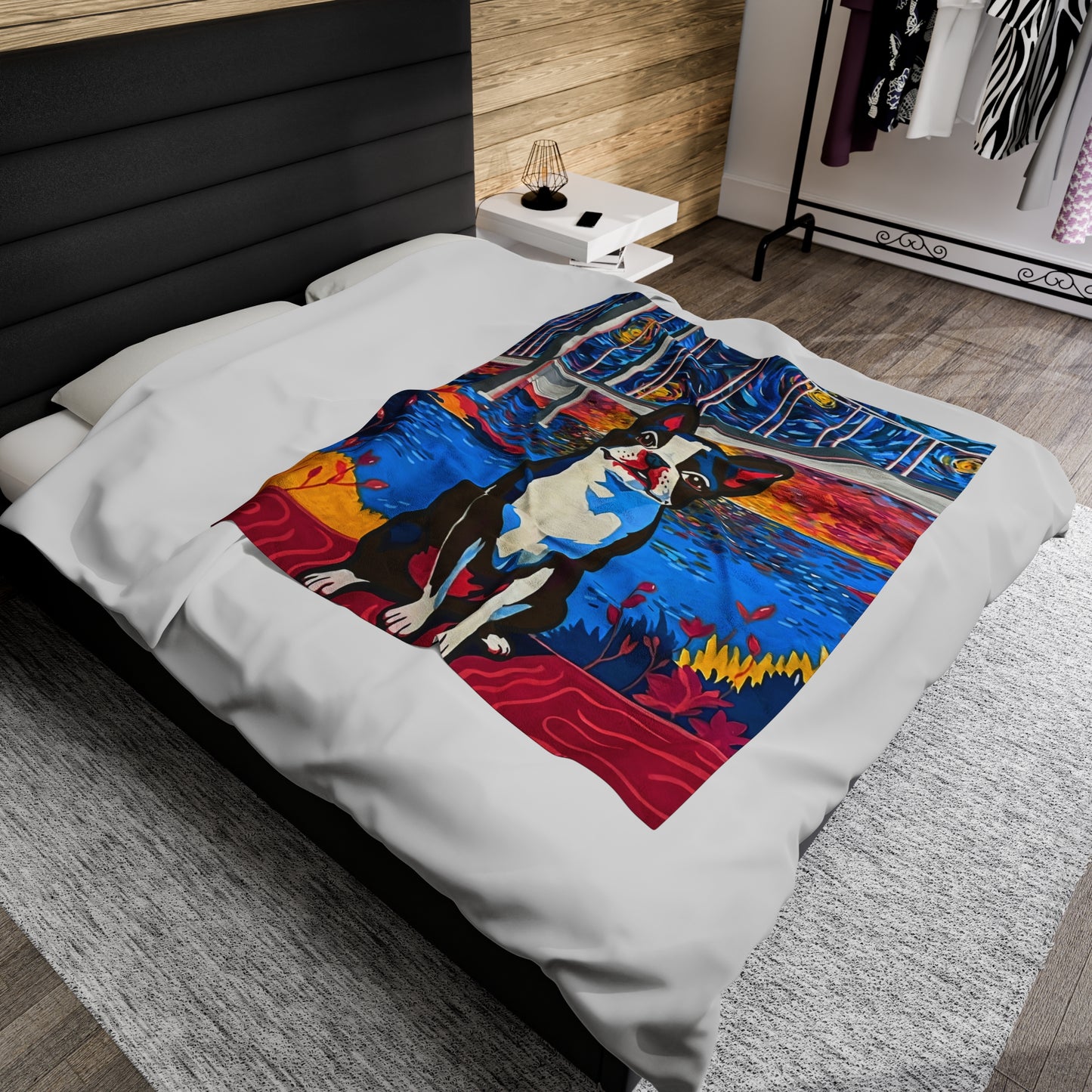 Blanket: Boston Terrier Velveteen Plush Blanket