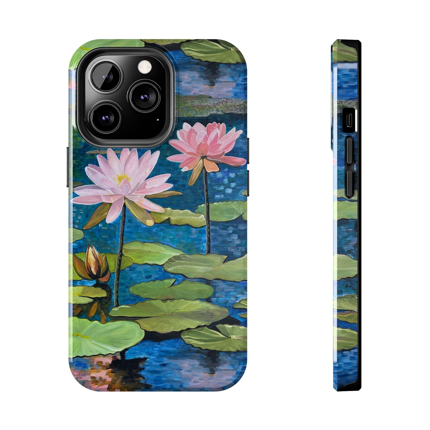 Phone Case: Lotus Flower Painted Tough Phone Case - Acrylic Painting Lotus Flower Inspired Design