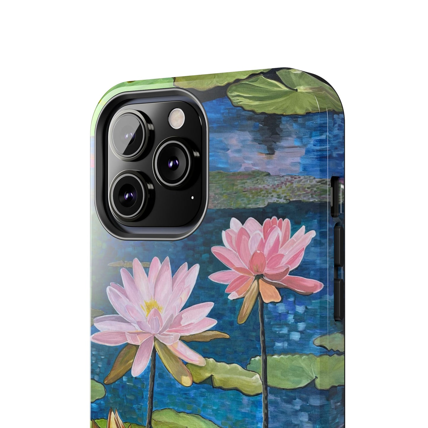 Phone Case: Lotus Flower Painted Tough Phone Case - Acrylic Painting Lotus Flower Inspired Design