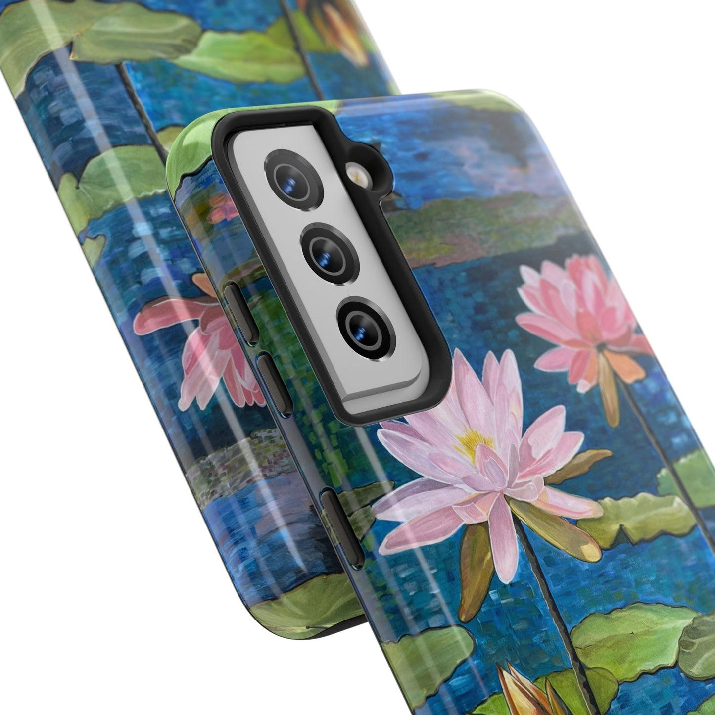 Phone Case: Lotus Flower Painted Tough Phone Case - Acrylic Painting Lotus Flower Inspired Design