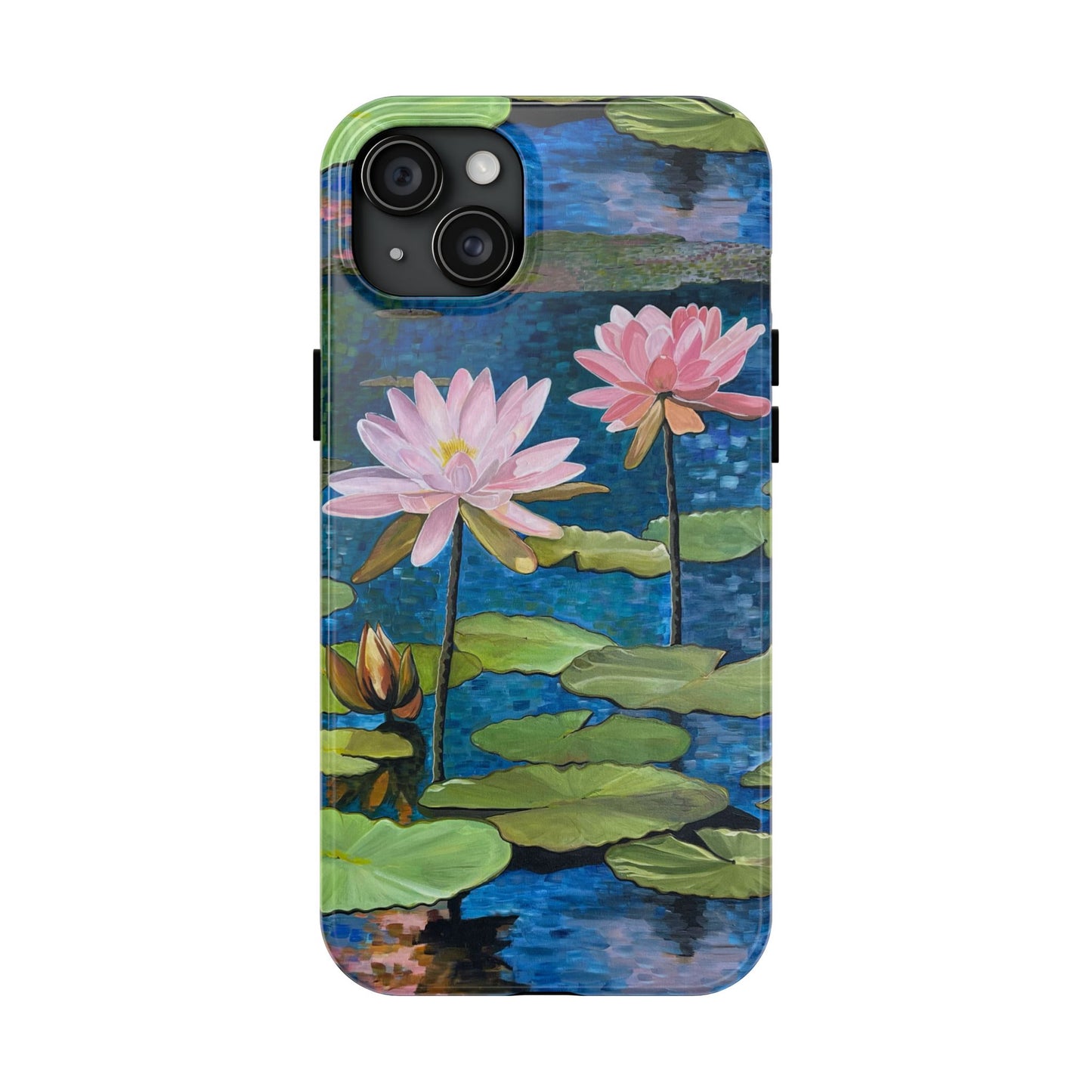 Phone Case: Lotus Flower Painted Tough Phone Case - Acrylic Painting Lotus Flower Inspired Design