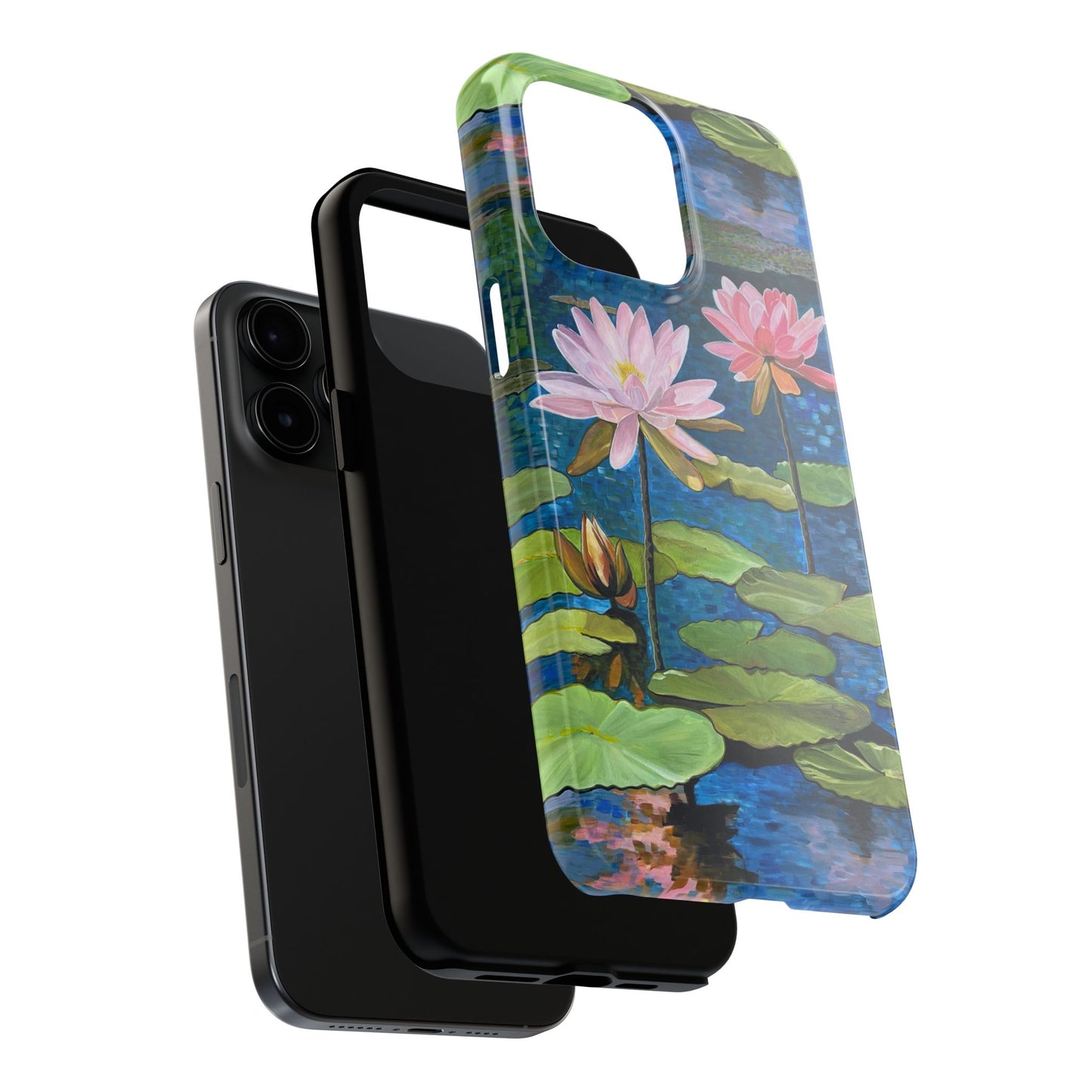 Phone Case: Lotus Flower Painted Tough Phone Case - Acrylic Painting Lotus Flower Inspired Design