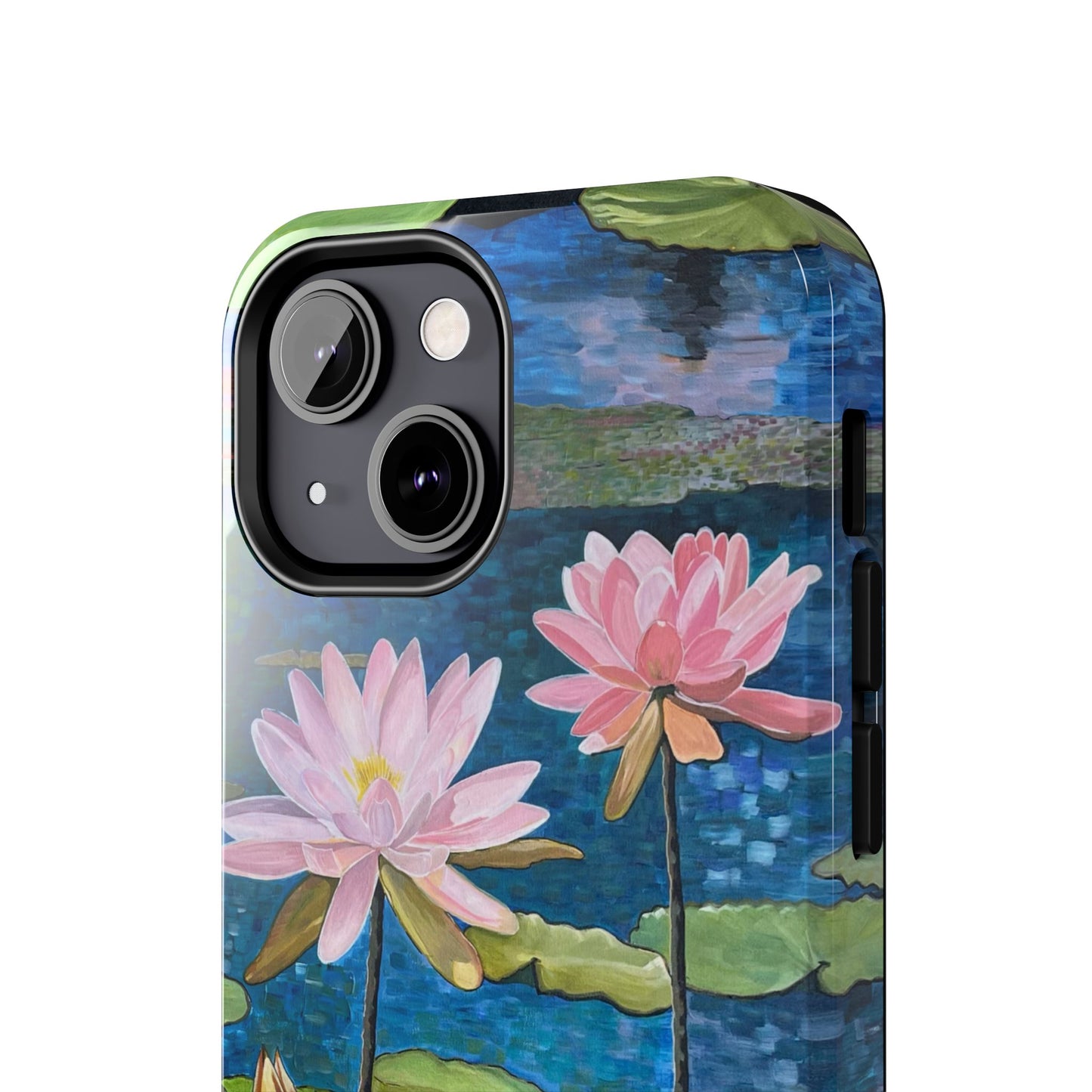 Phone Case: Lotus Flower Painted Tough Phone Case - Acrylic Painting Lotus Flower Inspired Design