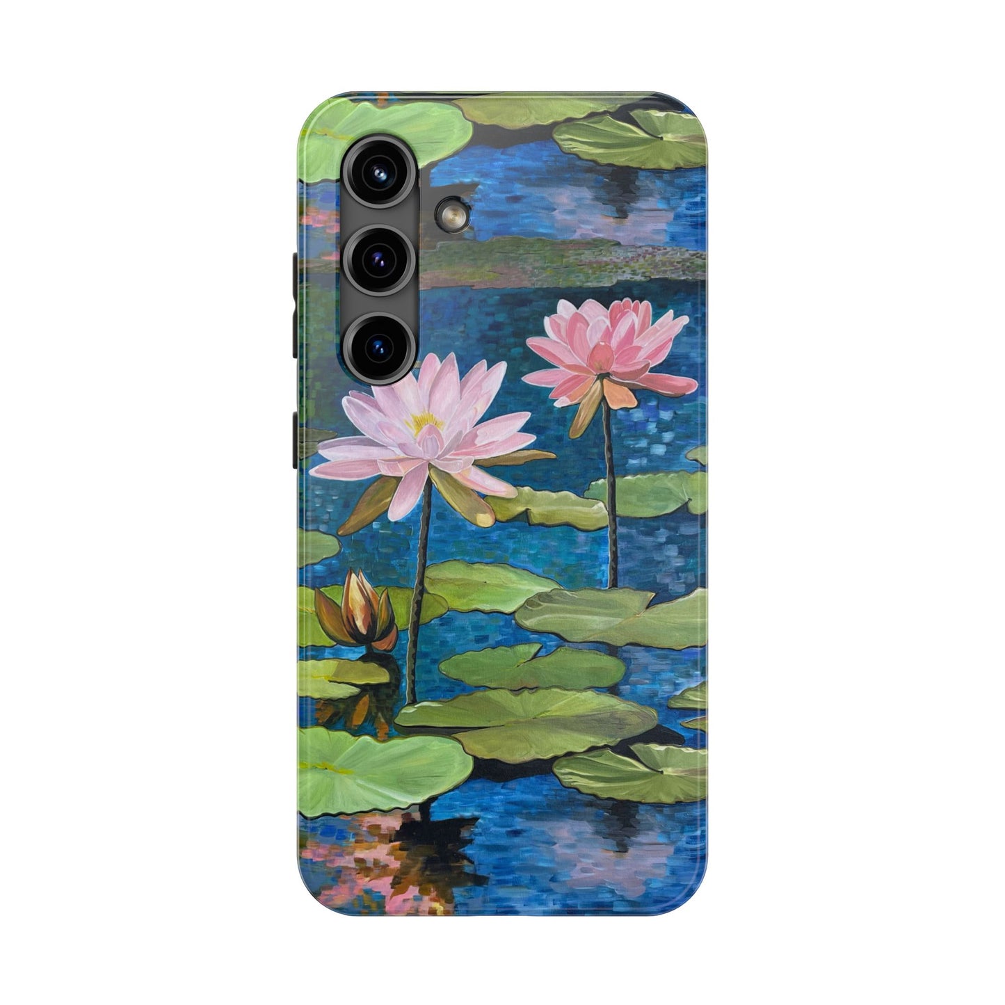 Phone Case: Lotus Flower Painted Tough Phone Case - Acrylic Painting Lotus Flower Inspired Design