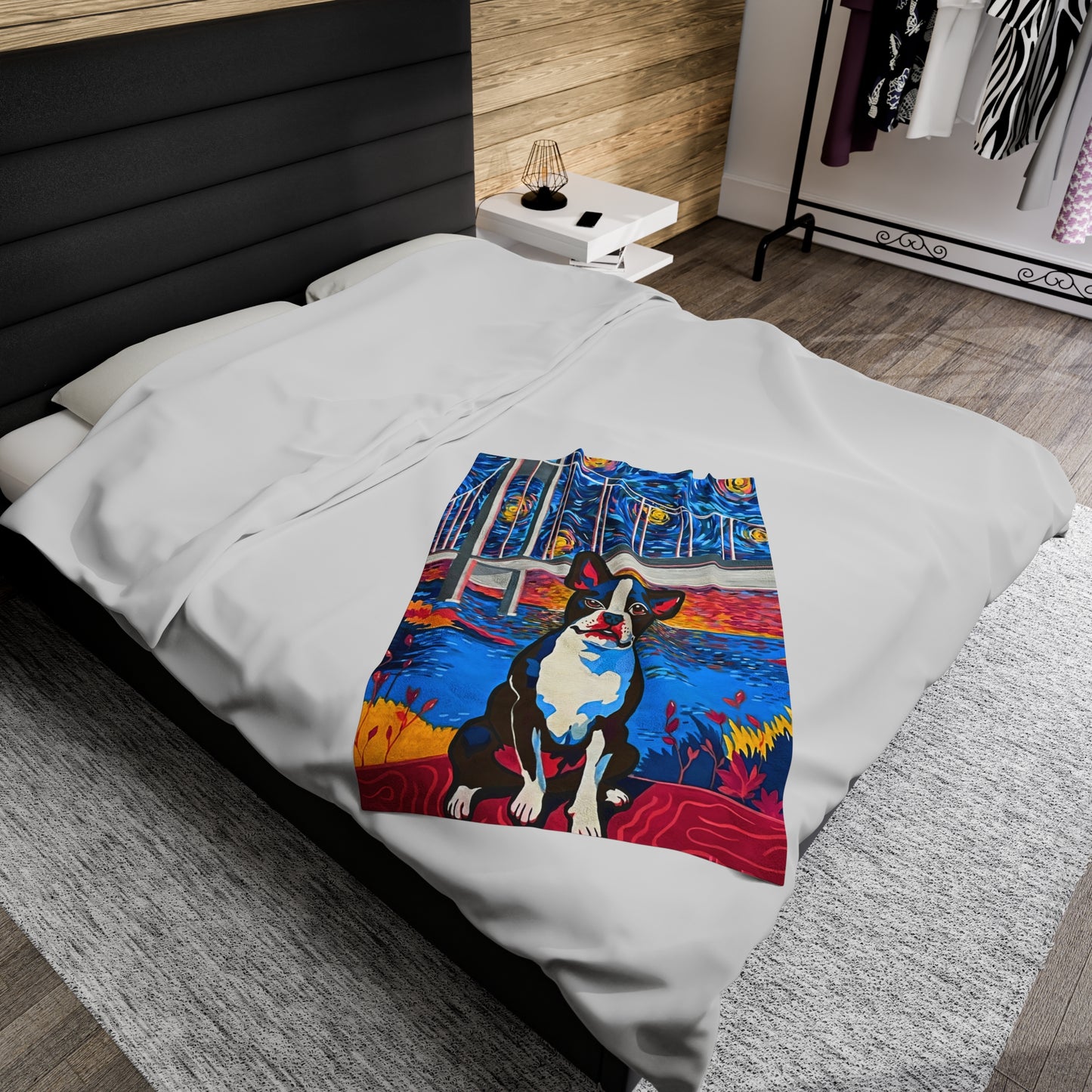 Blanket: Boston Terrier Velveteen Plush Blanket