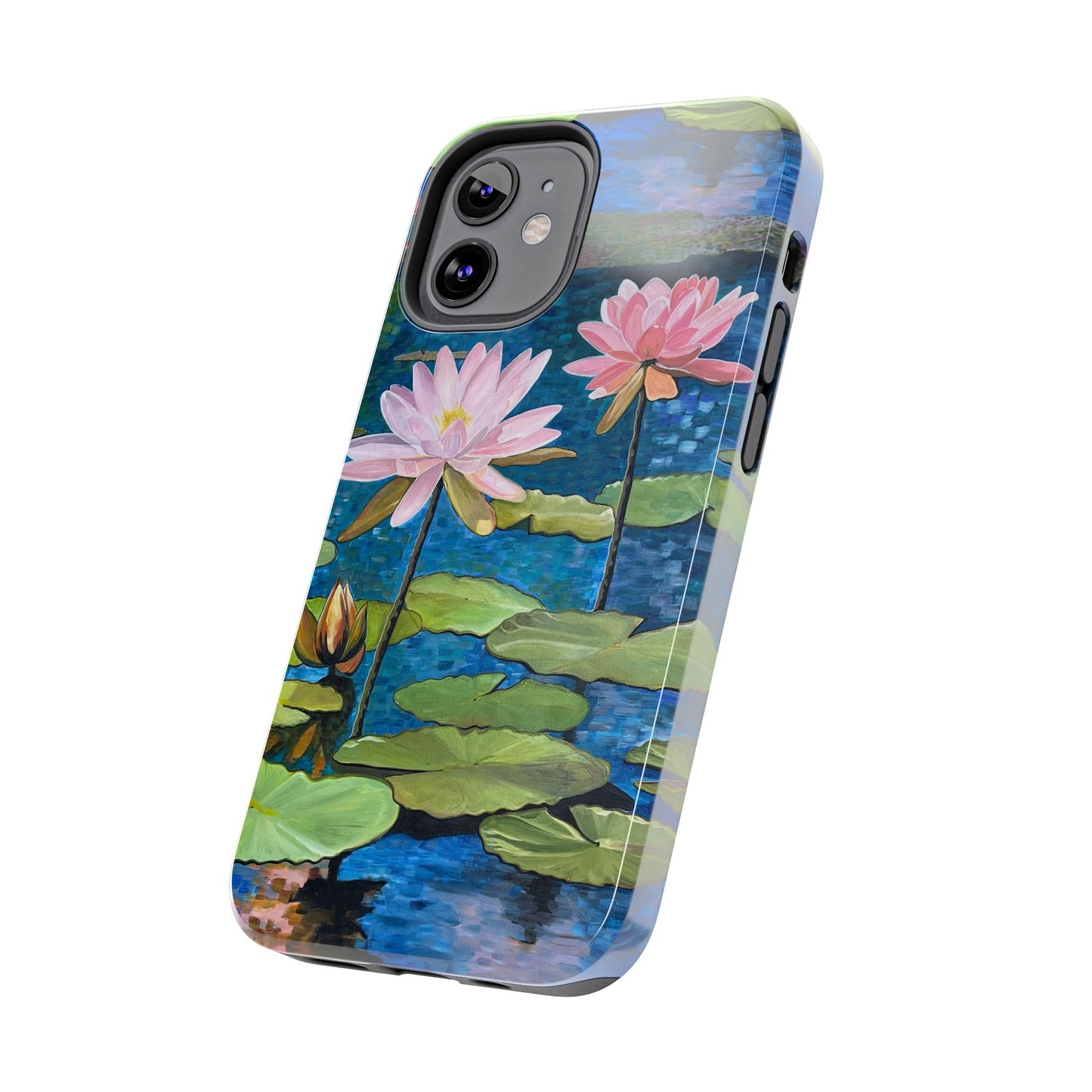 Phone Case: Lotus Flower Painted Tough Phone Case - Acrylic Painting Lotus Flower Inspired Design