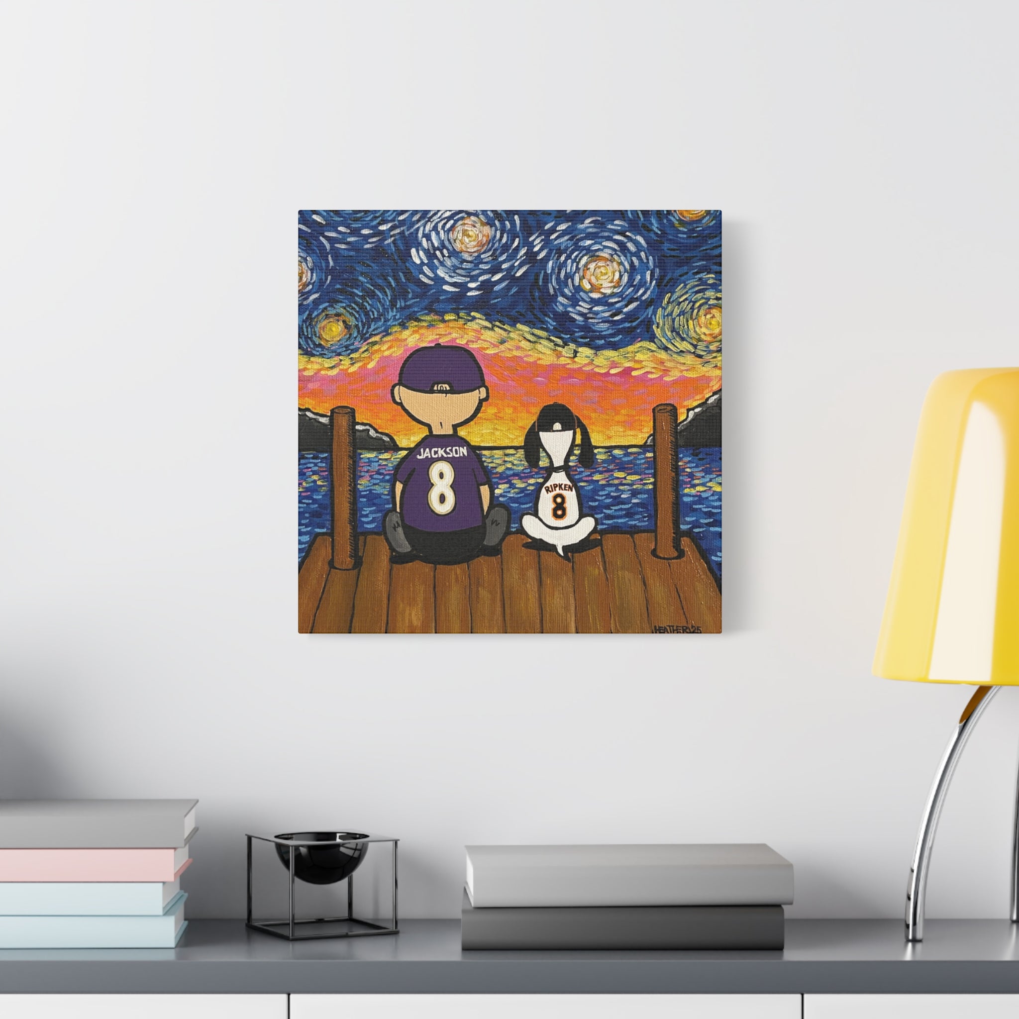 Art: Starry Night with Sports Friends Canvas Print