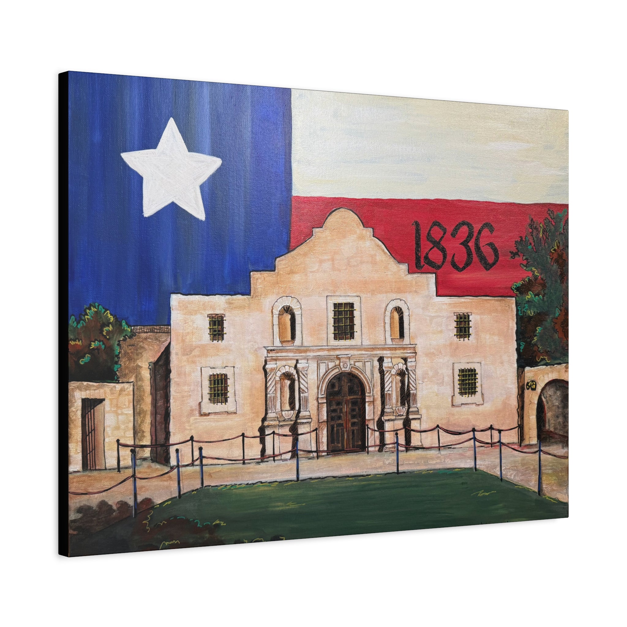 Art: Texas Flag Canvas Wall Art Print - Alamo 1836 Decor
