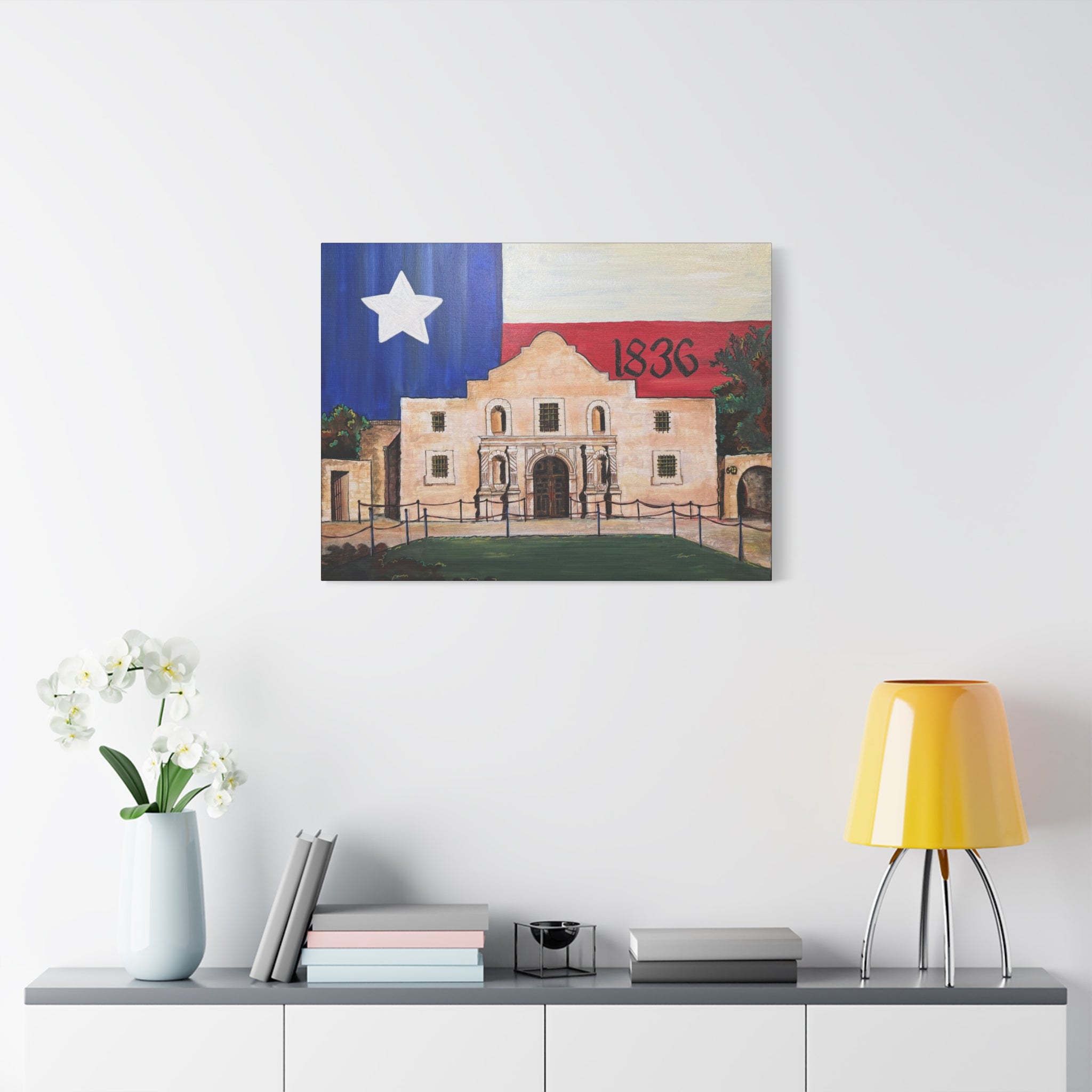 Art: Texas Flag Canvas Wall Art Print - Alamo 1836 Decor