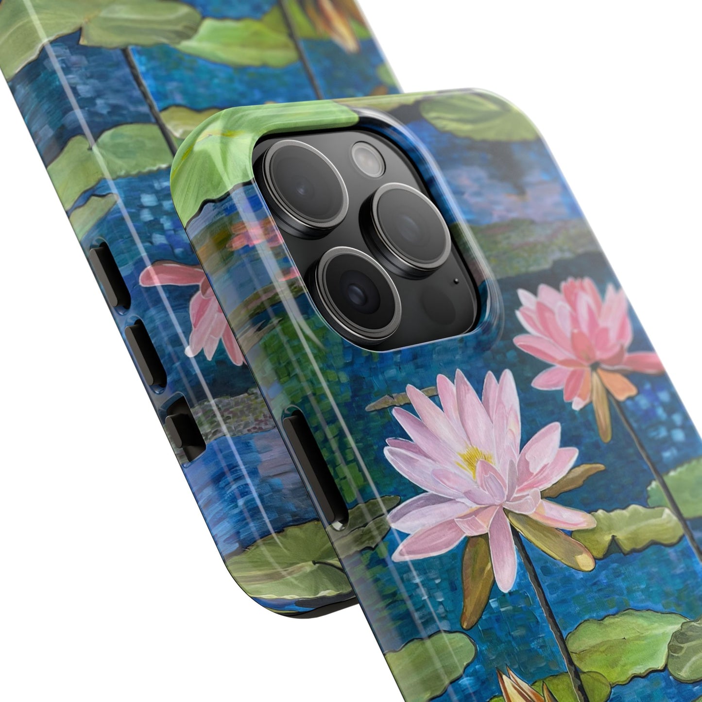 Phone Case: Lotus Flower Painted Tough Phone Case - Acrylic Painting Lotus Flower Inspired Design