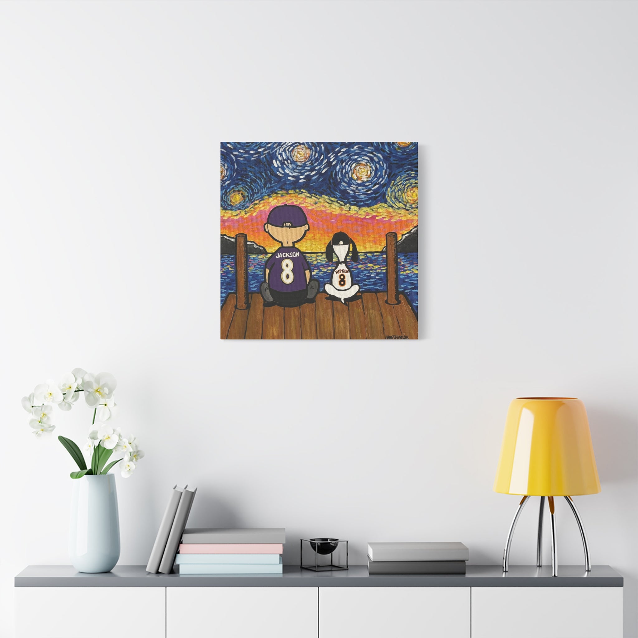 Art: Starry Night with Sports Friends Canvas Print