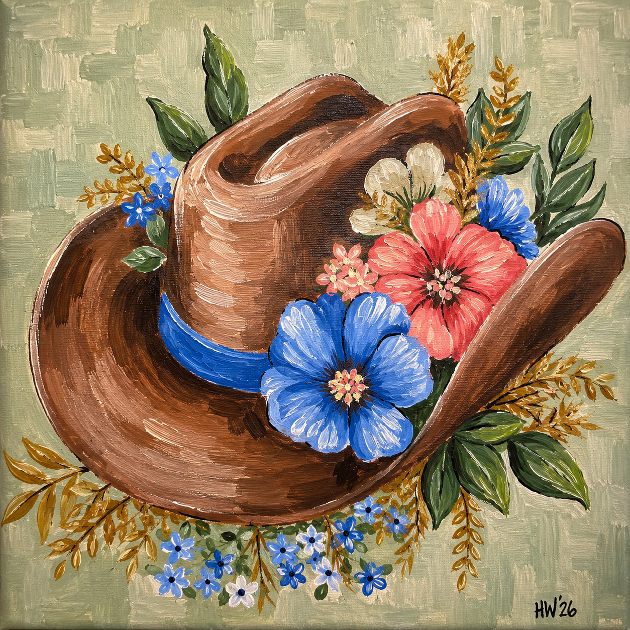 DIY Canvas Painting Kit Floral Cowboy Hat - Canvas Original