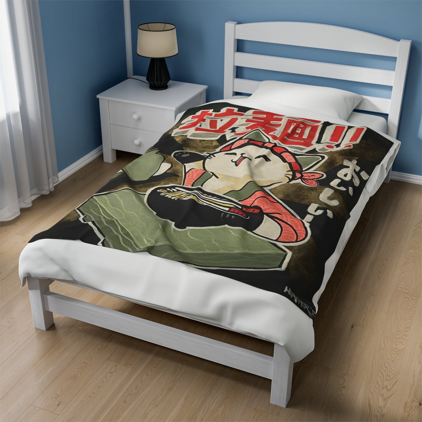 Blanket: Ramen Kitty Velveteen Plush Blanket
