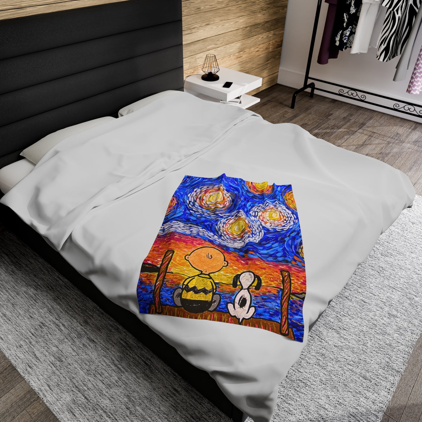 Blanket: Starry Night by the Lake Velveteen Plush Blanket