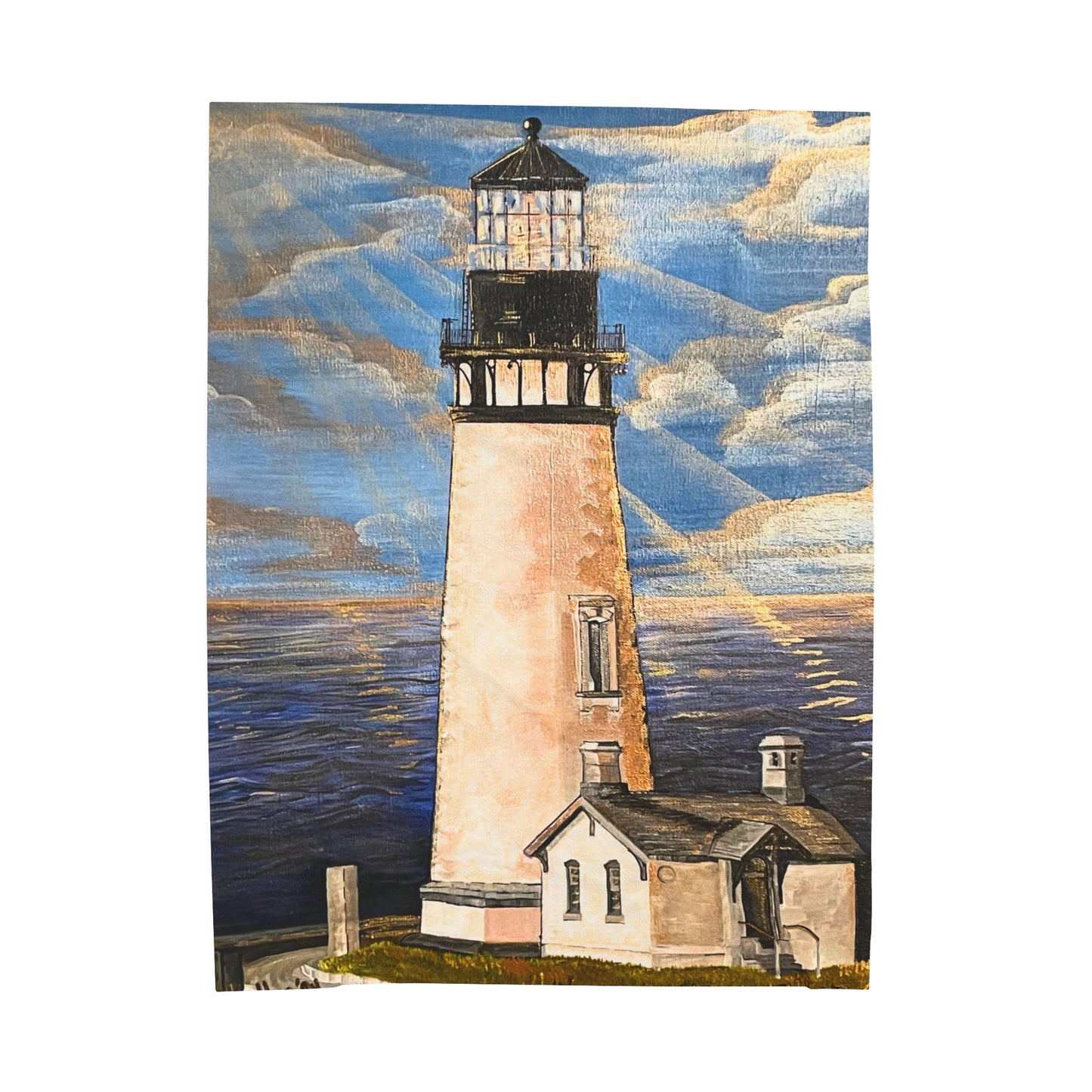 Blanket: Yaquina Head Lighthouse Velveteen Plush Blanket