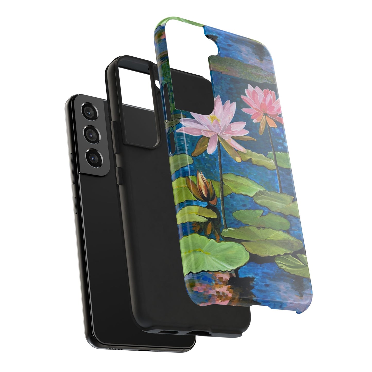 Phone Case: Lotus Flower Painted Tough Phone Case - Acrylic Painting Lotus Flower Inspired Design