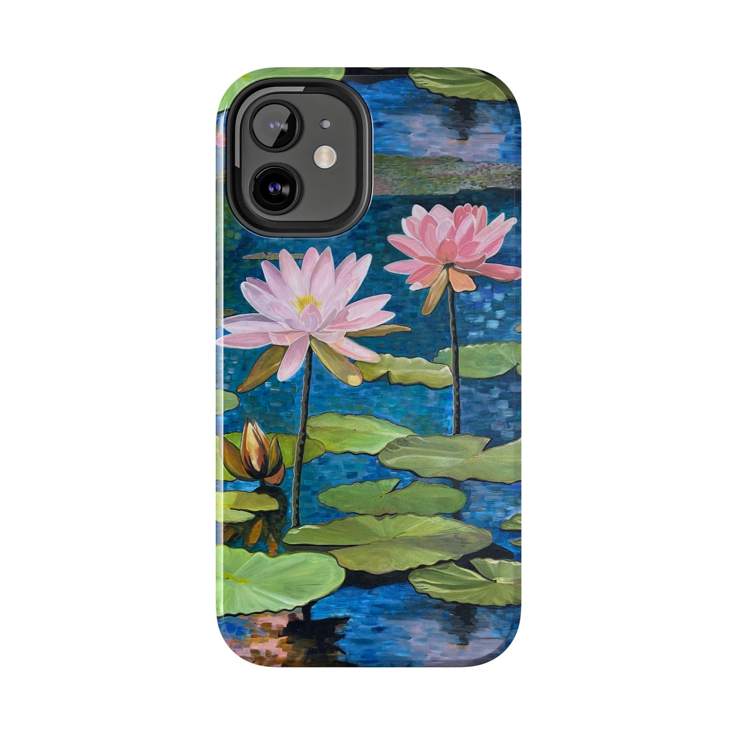 Phone Case: Lotus Flower Painted Tough Phone Case - Acrylic Painting Lotus Flower Inspired Design