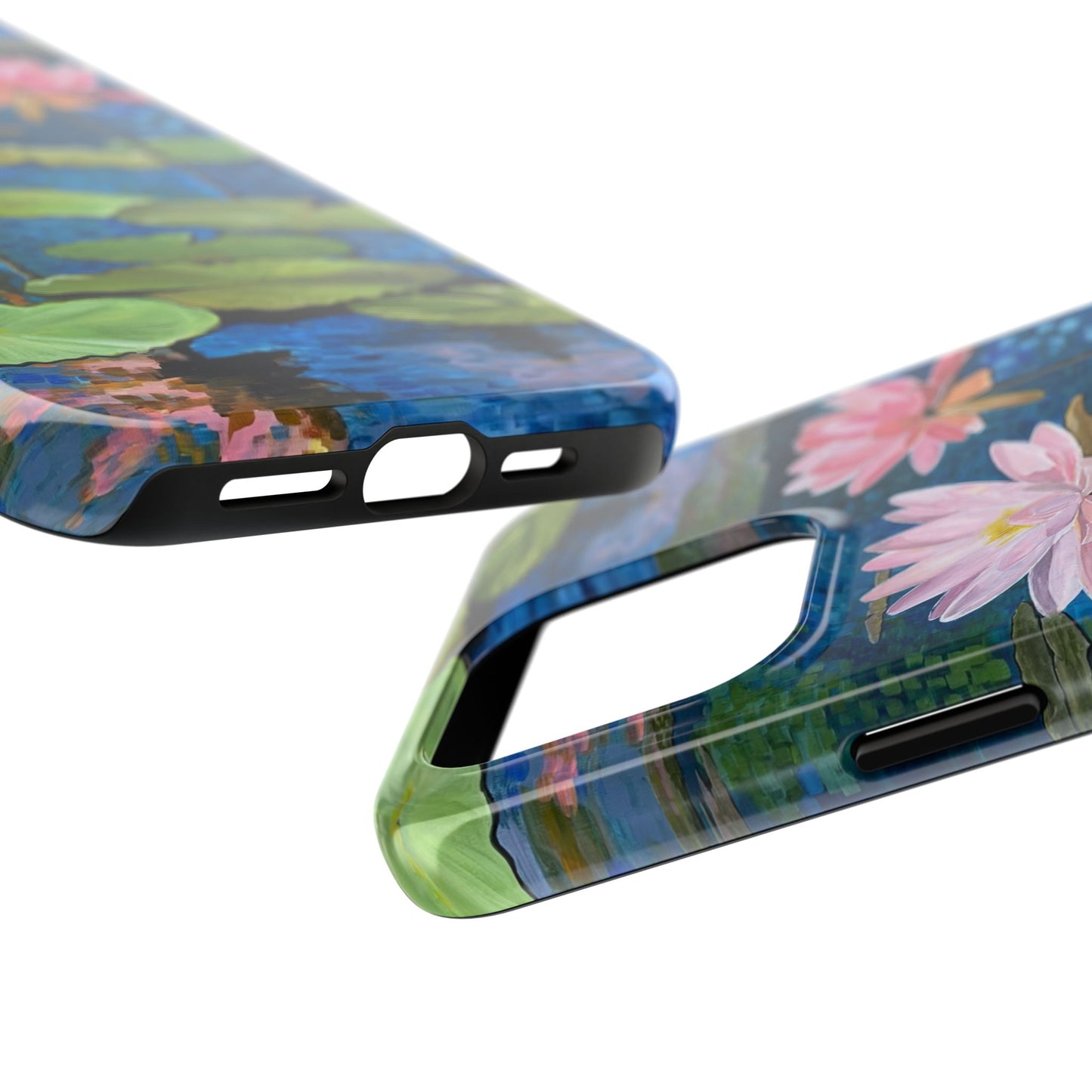 Phone Case: Lotus Flower Painted Tough Phone Case - Acrylic Painting Lotus Flower Inspired Design