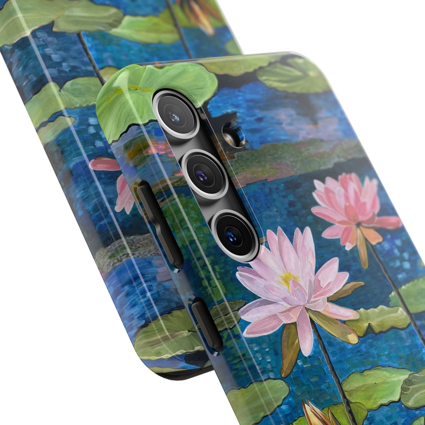 Phone Case: Lotus Flower Painted Tough Phone Case - Acrylic Painting Lotus Flower Inspired Design