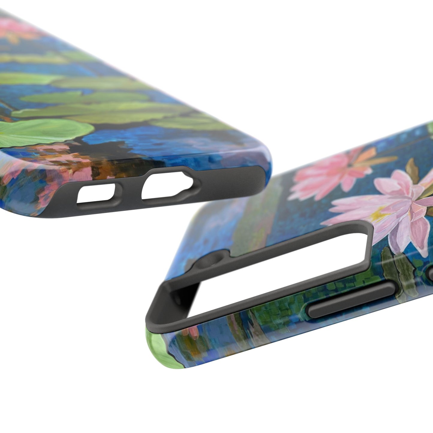 Phone Case: Lotus Flower Painted Tough Phone Case - Acrylic Painting Lotus Flower Inspired Design