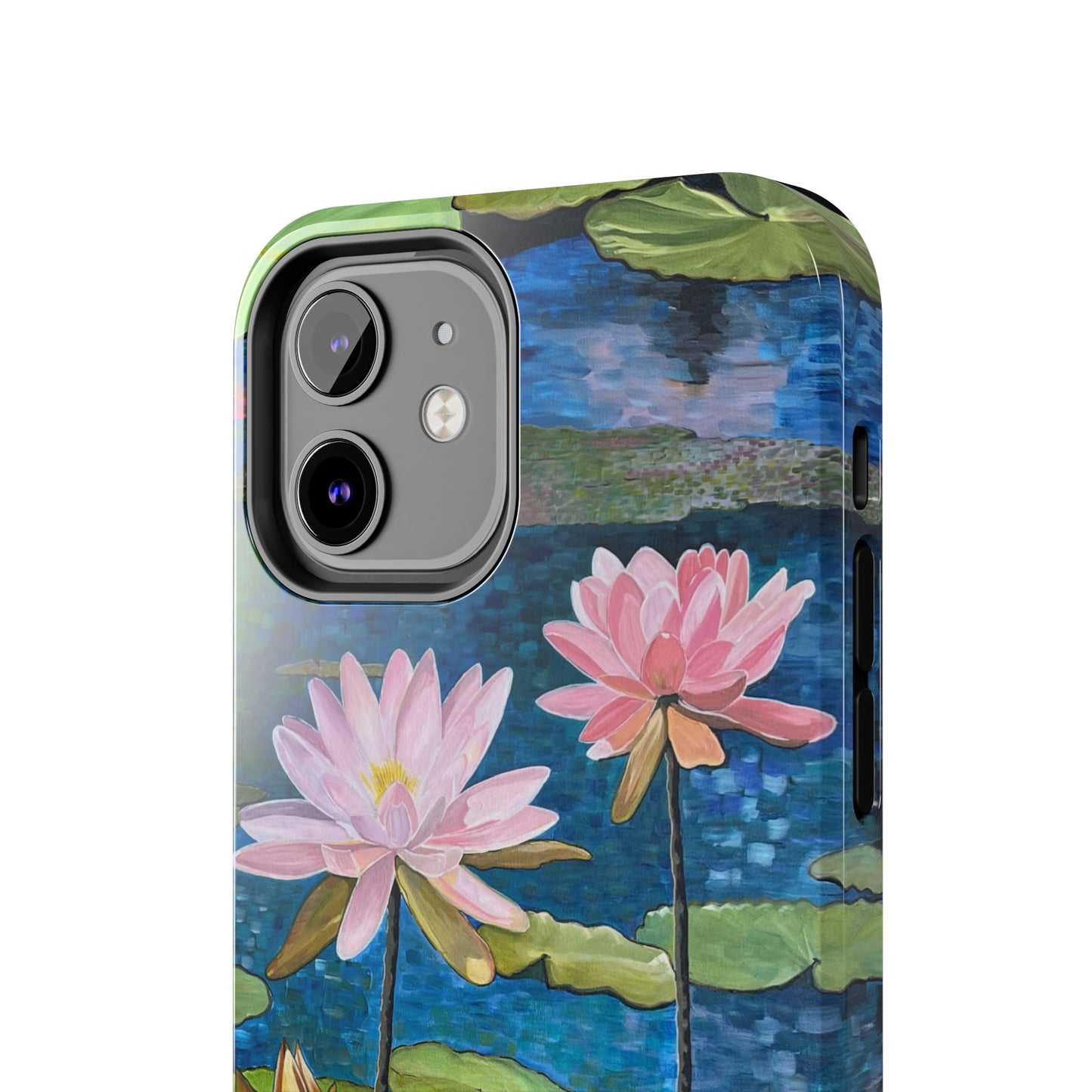 Phone Case: Lotus Flower Painted Tough Phone Case - Acrylic Painting Lotus Flower Inspired Design