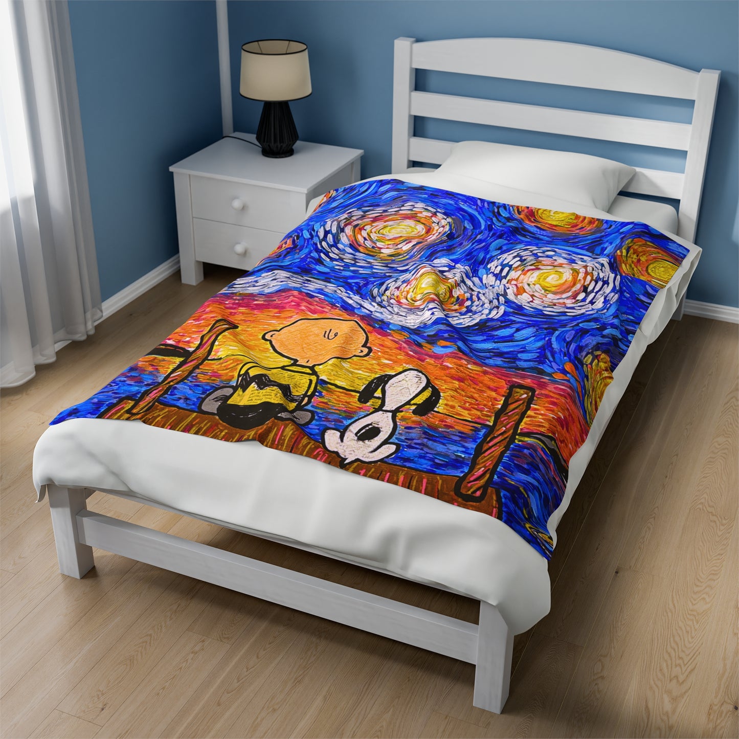 Blanket: Starry Night by the Lake Velveteen Plush Blanket