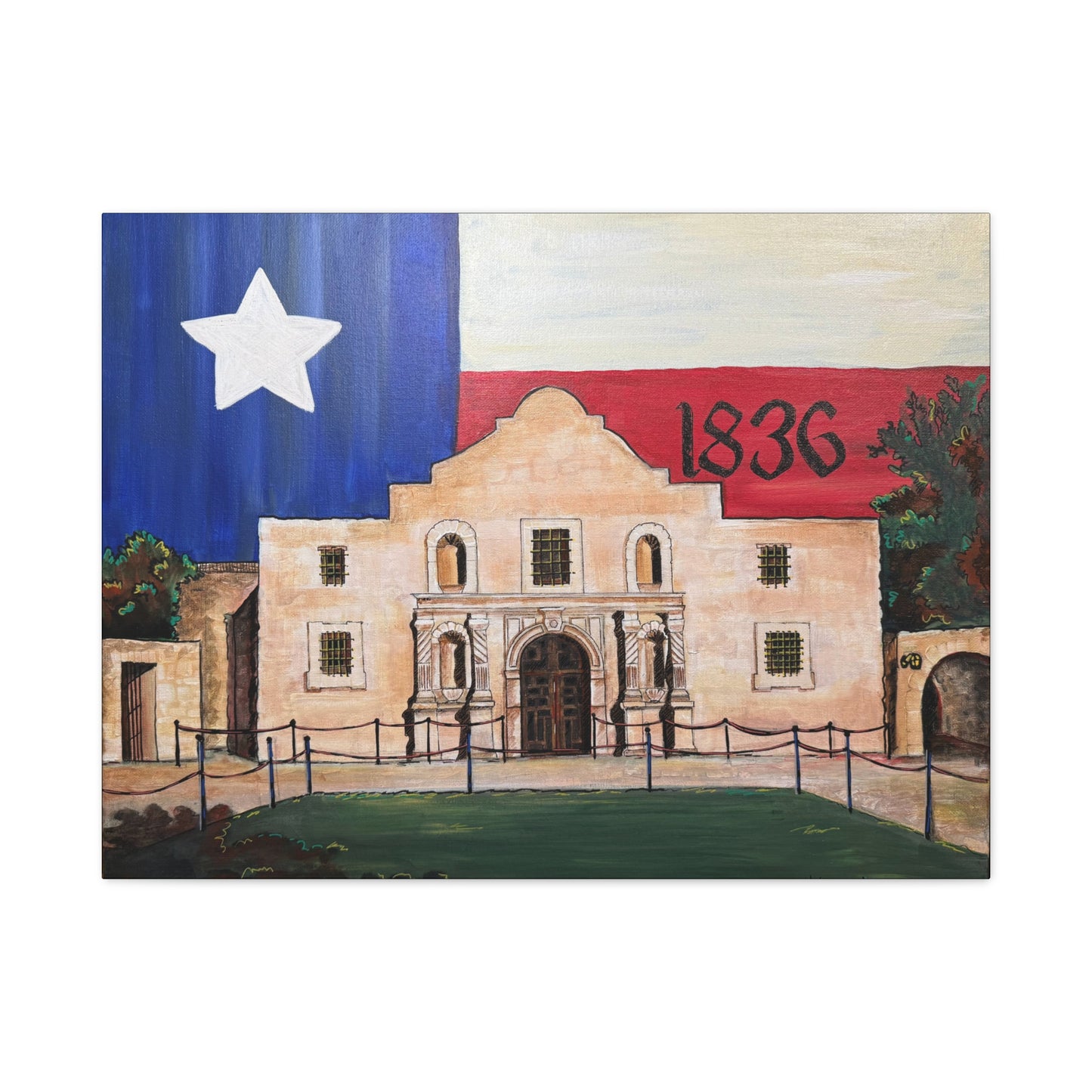 Art: Texas Flag Canvas Wall Art Print - Alamo 1836 Decor