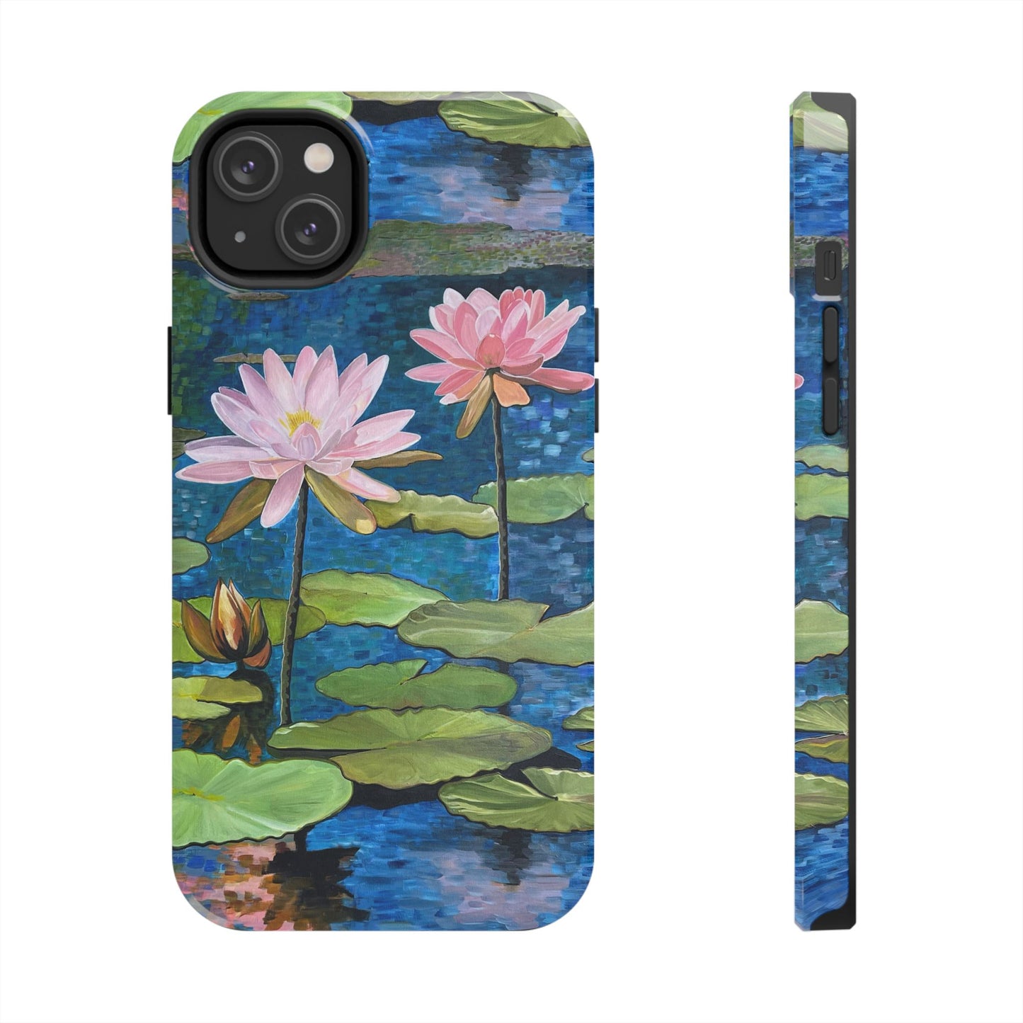 Phone Case: Lotus Flower Painted Tough Phone Case - Acrylic Painting Lotus Flower Inspired Design