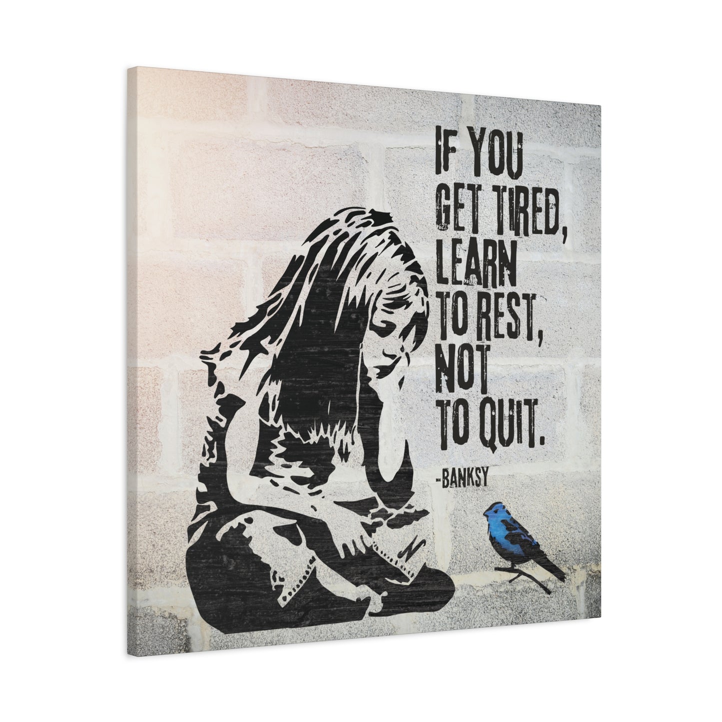 Art: Banksy Blue Bird Canvas Print