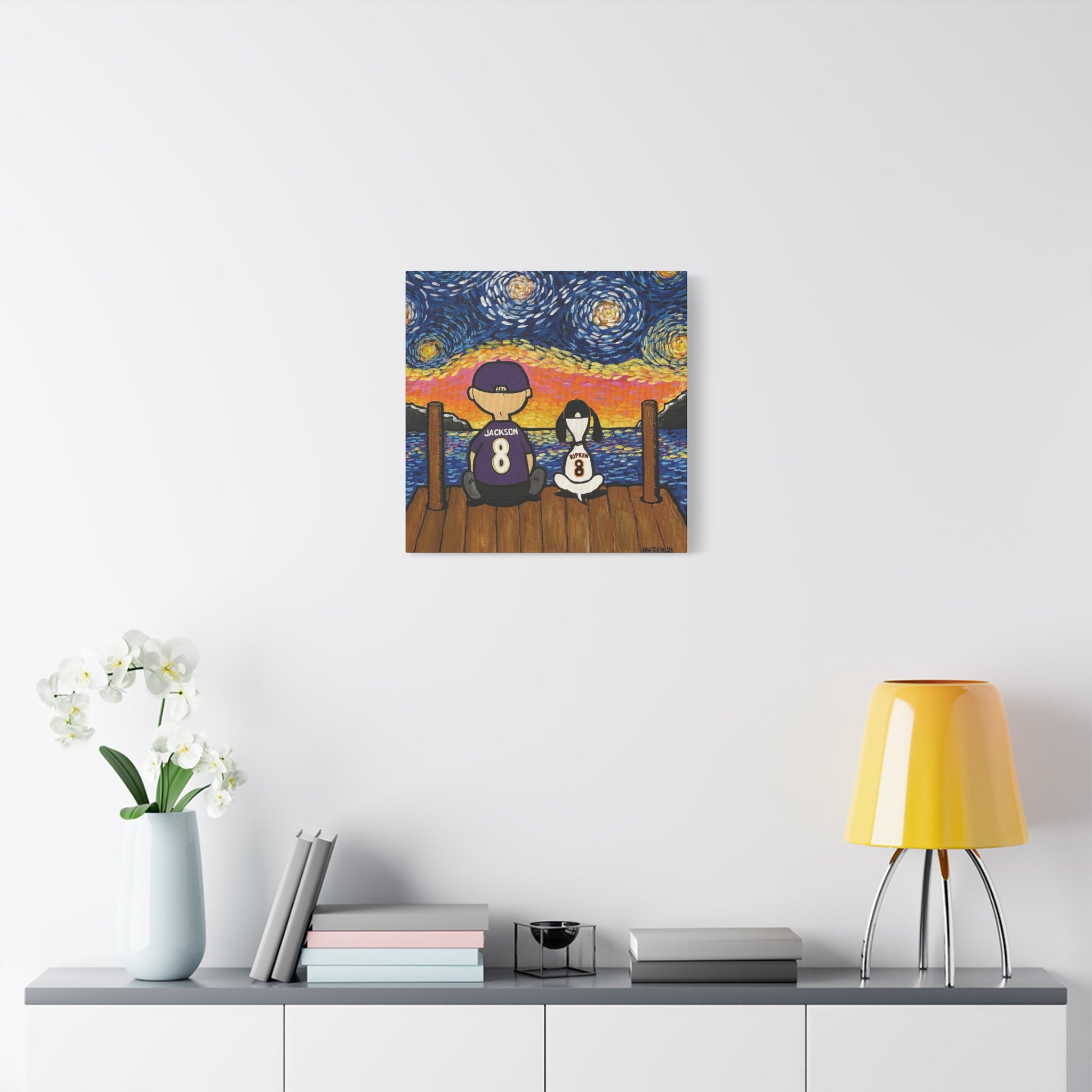 Art: Starry Night with Sports Friends Canvas Print