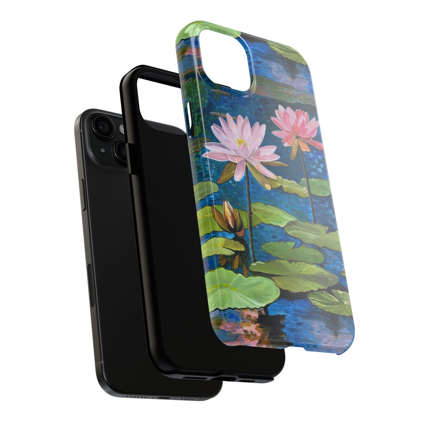 Phone Case: Lotus Flower Painted Tough Phone Case - Acrylic Painting Lotus Flower Inspired Design