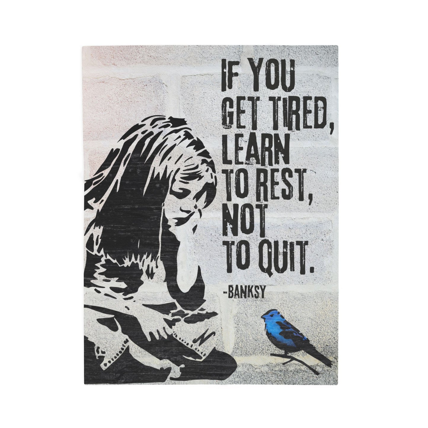 Blanket: Banksy Blue Bird Velveteen Plush Blanket