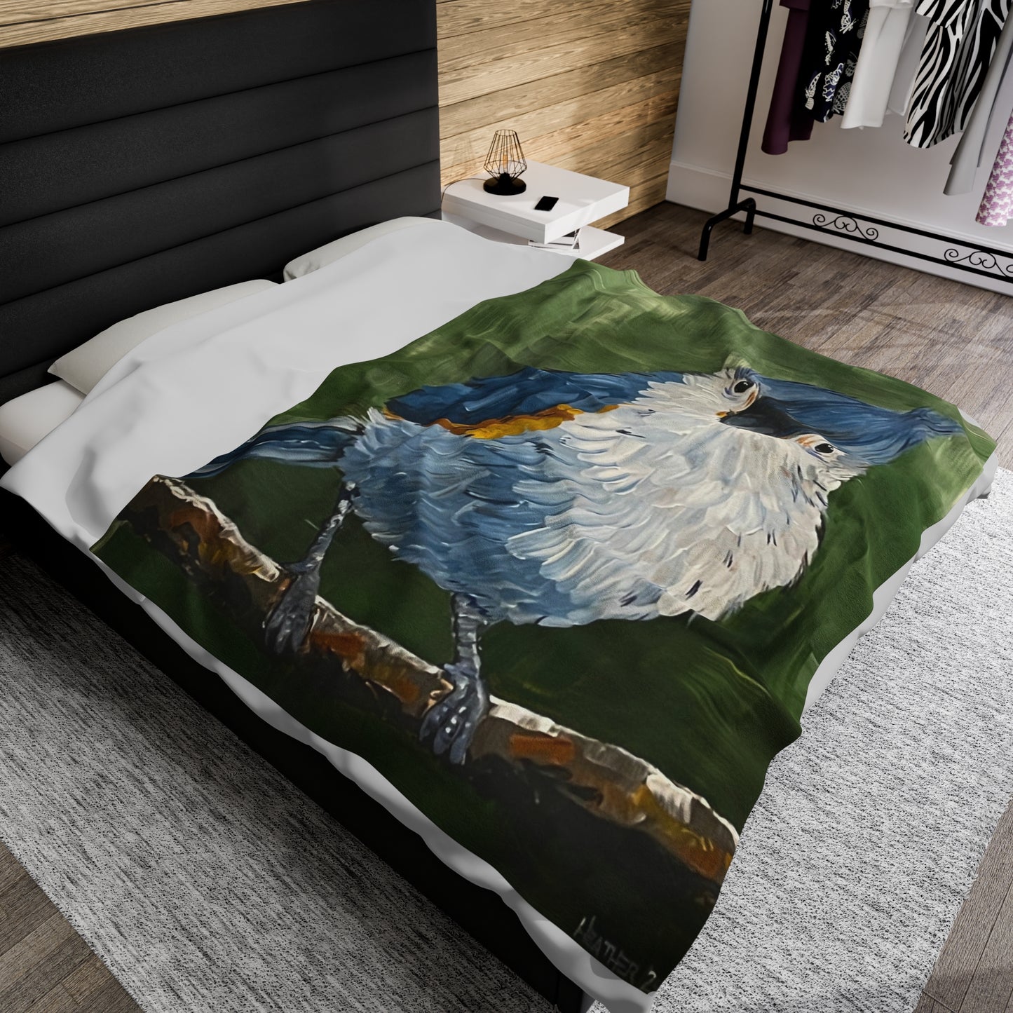Blanket: Tufted Titmouse Velveteen Plush Blanket