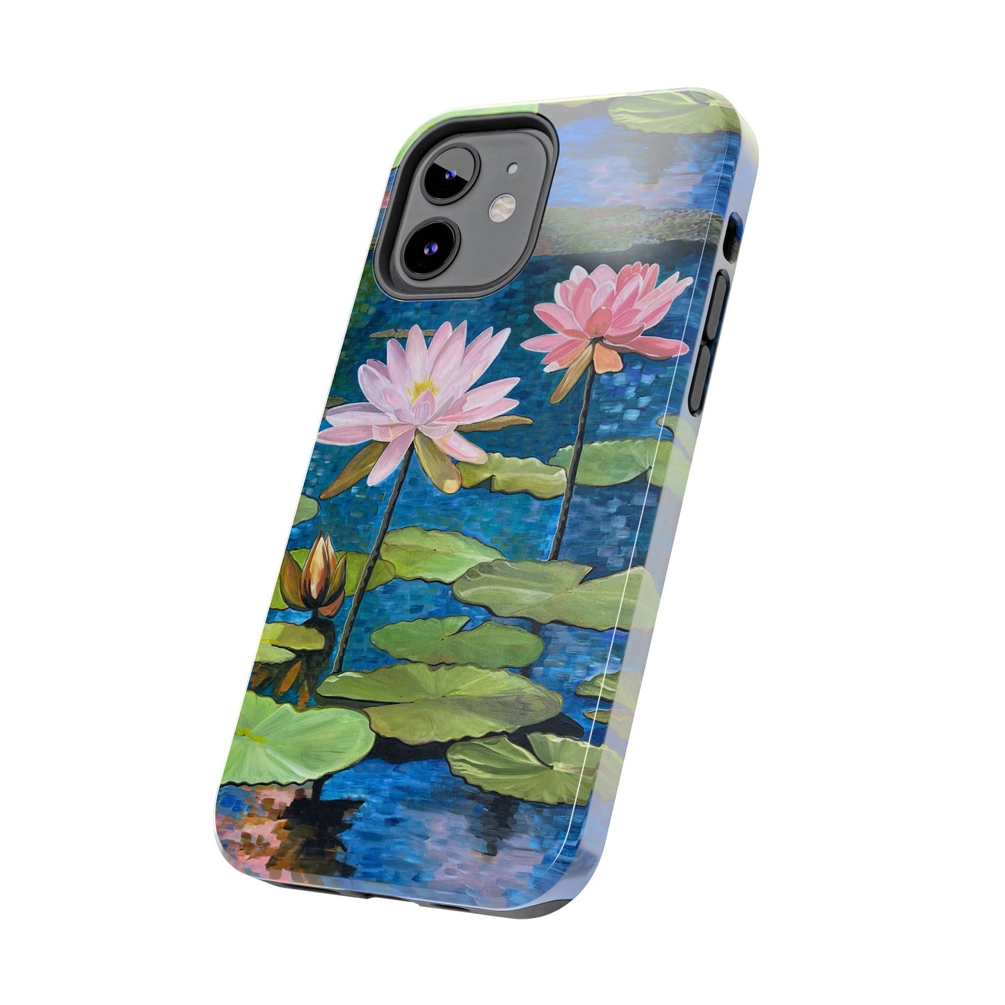 Phone Case: Lotus Flower Painted Tough Phone Case - Acrylic Painting Lotus Flower Inspired Design