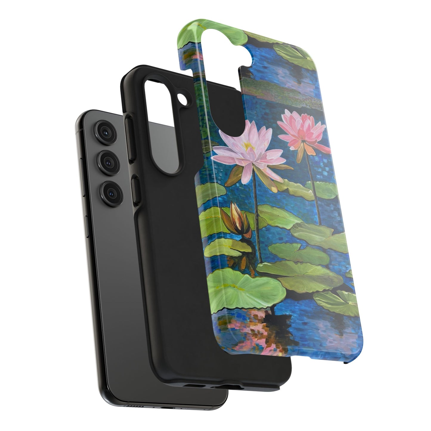 Phone Case: Lotus Flower Painted Tough Phone Case - Acrylic Painting Lotus Flower Inspired Design