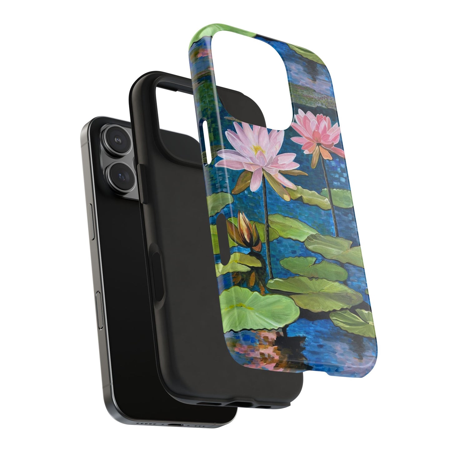 Phone Case: Lotus Flower Painted Tough Phone Case - Acrylic Painting Lotus Flower Inspired Design