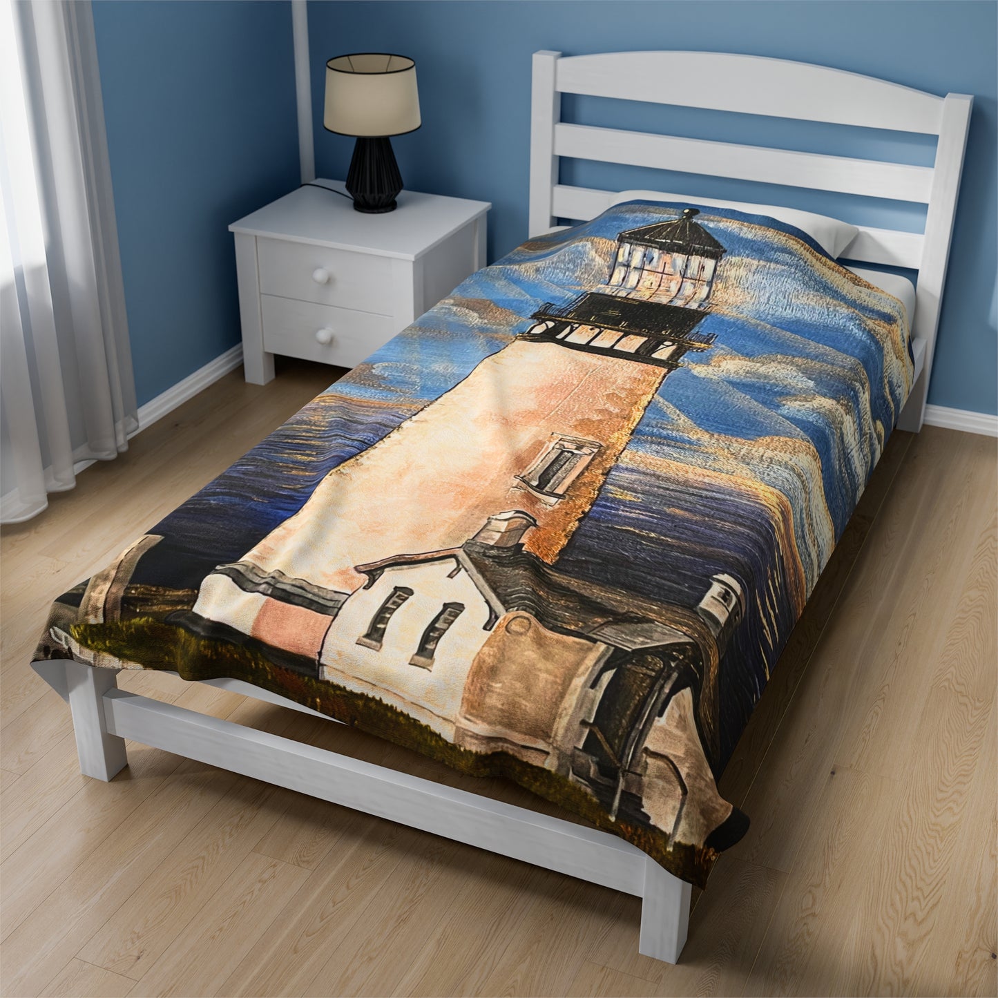 Blanket: Yaquina Head Lighthouse Velveteen Plush Blanket