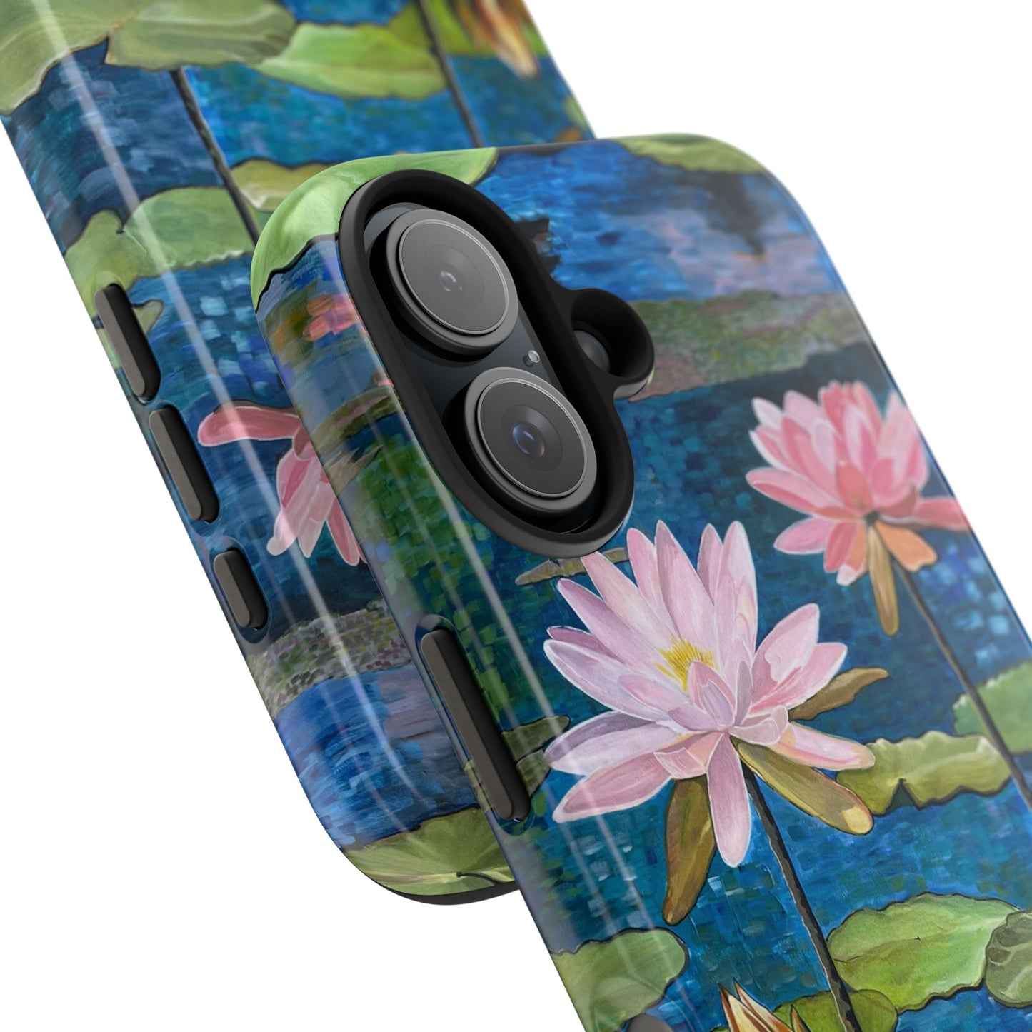 Phone Case: Lotus Flower Painted Tough Phone Case - Acrylic Painting Lotus Flower Inspired Design