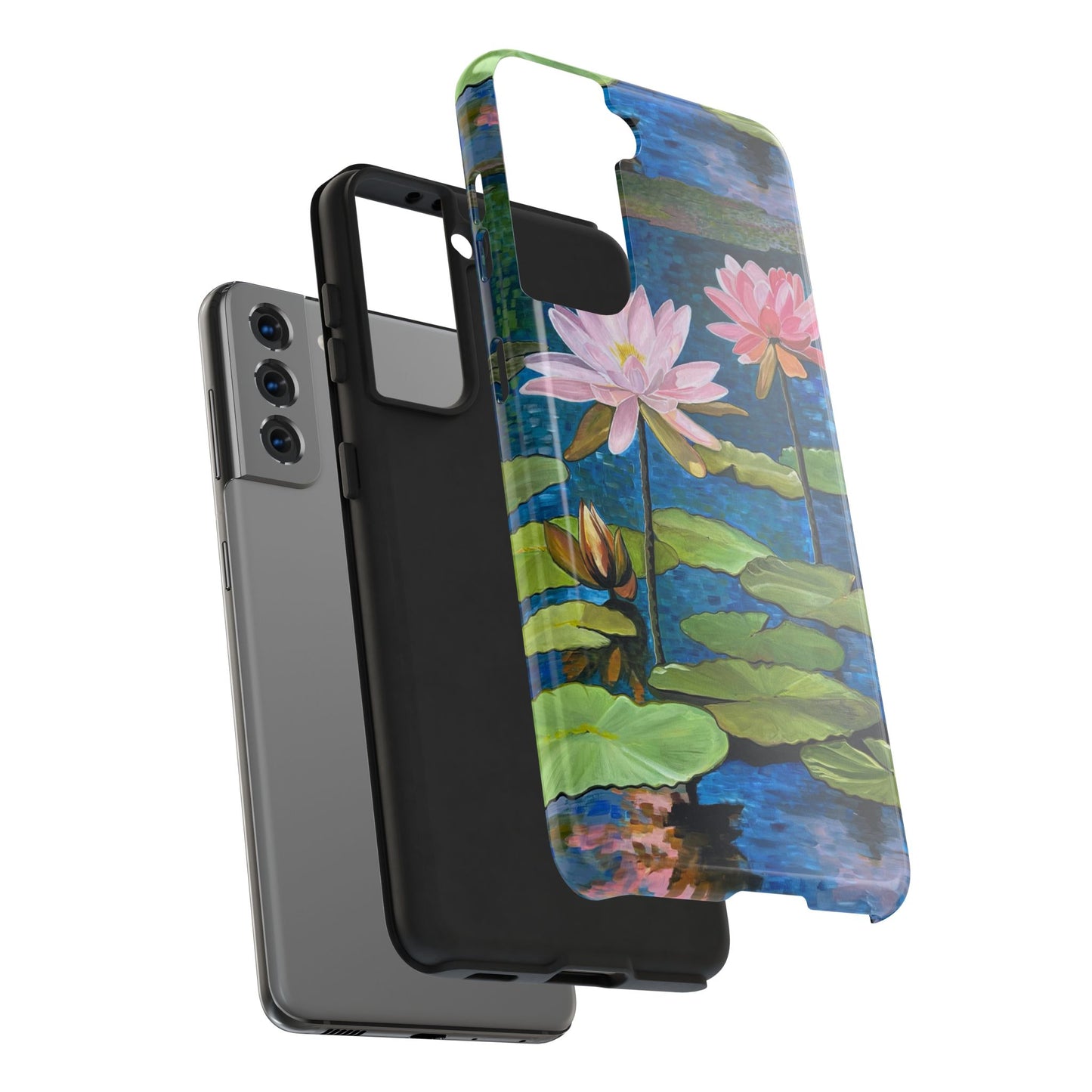 Phone Case: Lotus Flower Painted Tough Phone Case - Acrylic Painting Lotus Flower Inspired Design