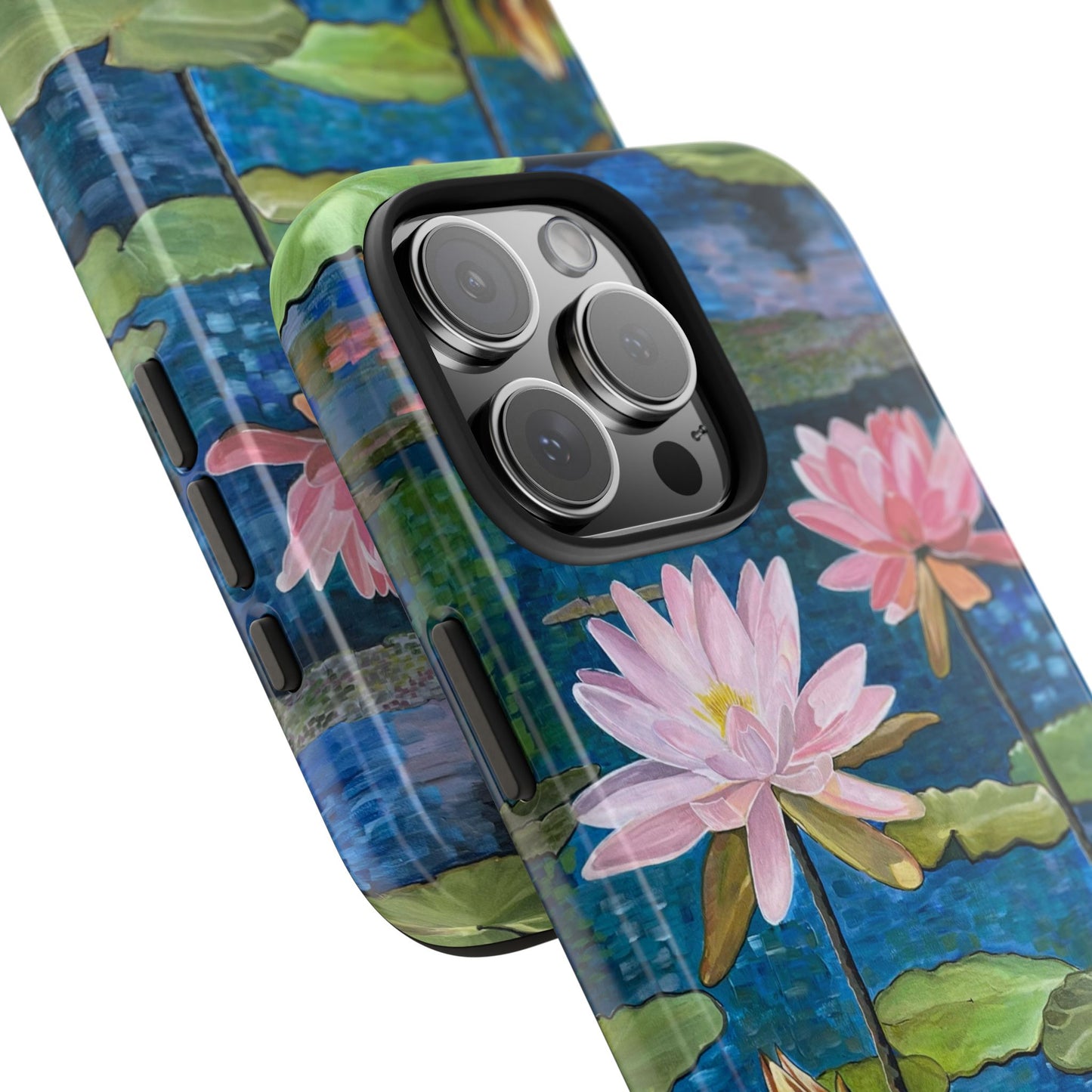 Phone Case: Lotus Flower Painted Tough Phone Case - Acrylic Painting Lotus Flower Inspired Design