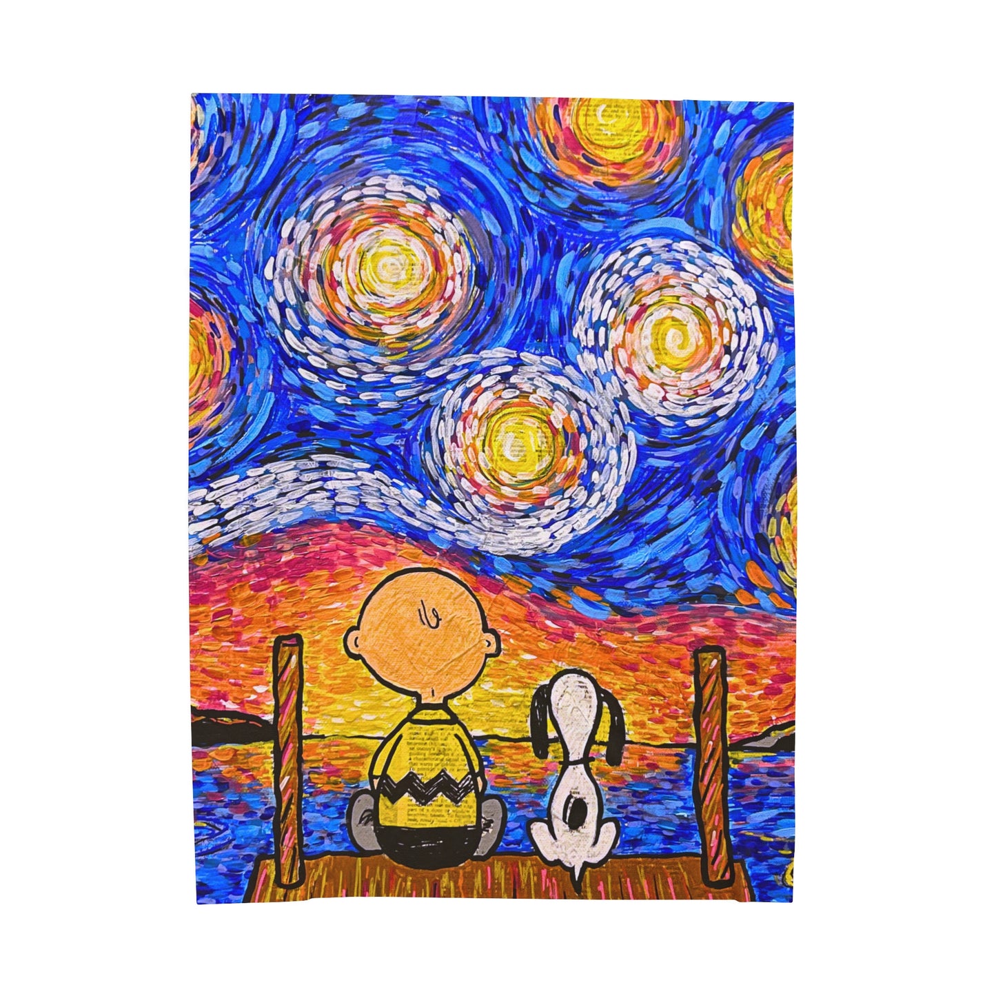 Blanket: Starry Night by the Lake Velveteen Plush Blanket